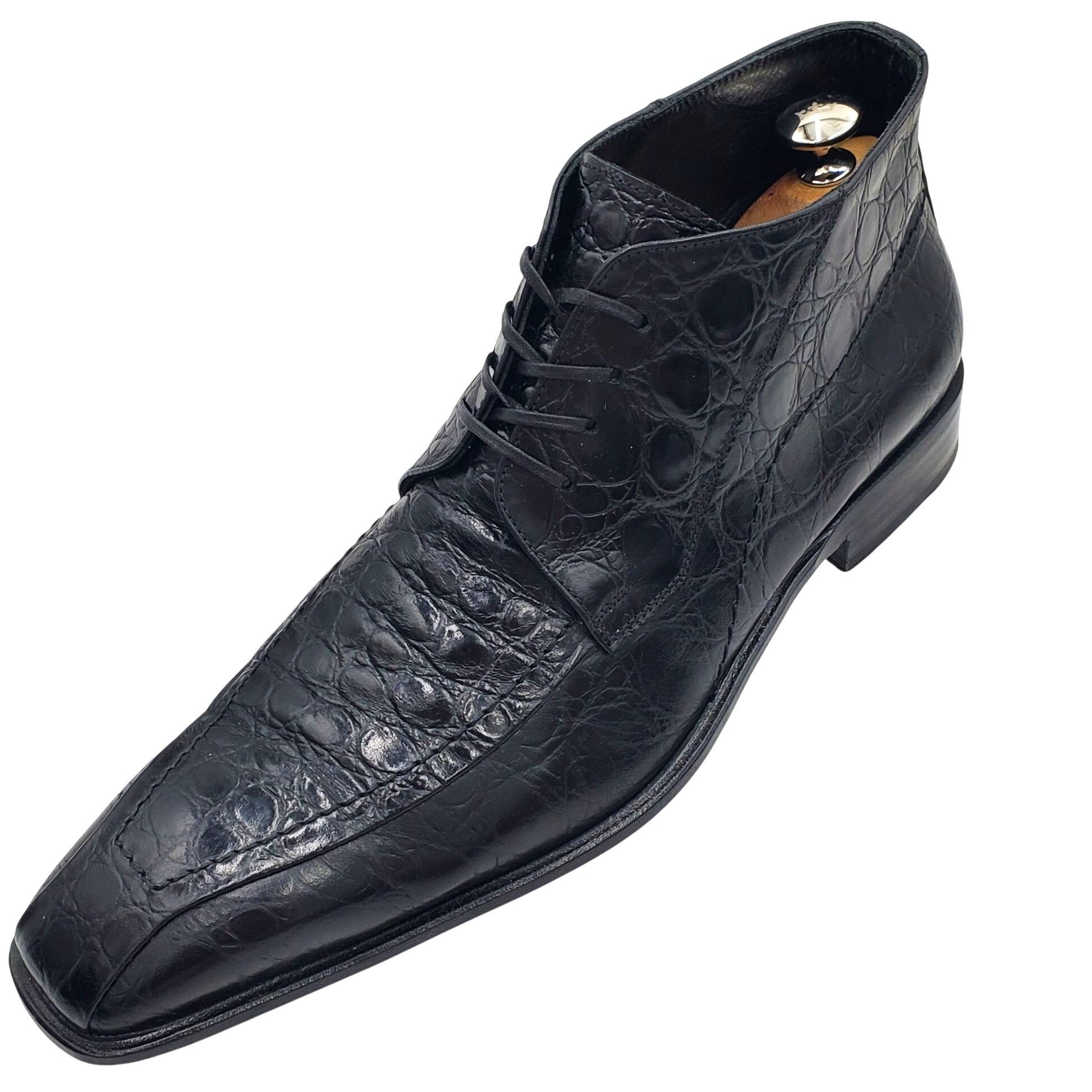 Other Italian Handmade Men's size 9 Black Crocodile Embossed Leath Size US 9 / EU 42 - 6 Thumbnail