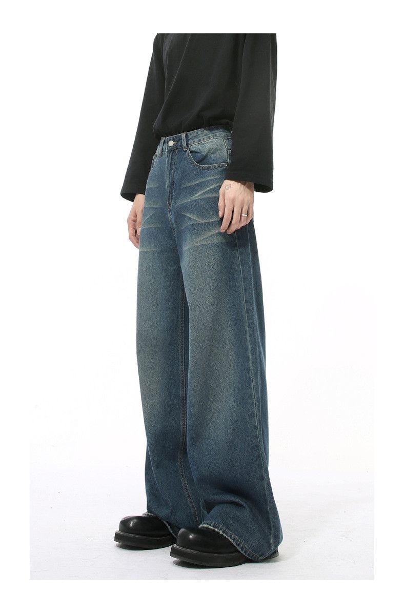 Japanese Brand × Jean American washed distressed wide-leg straight-leg jeans Size US 34 / EU 50 - 3 Thumbnail