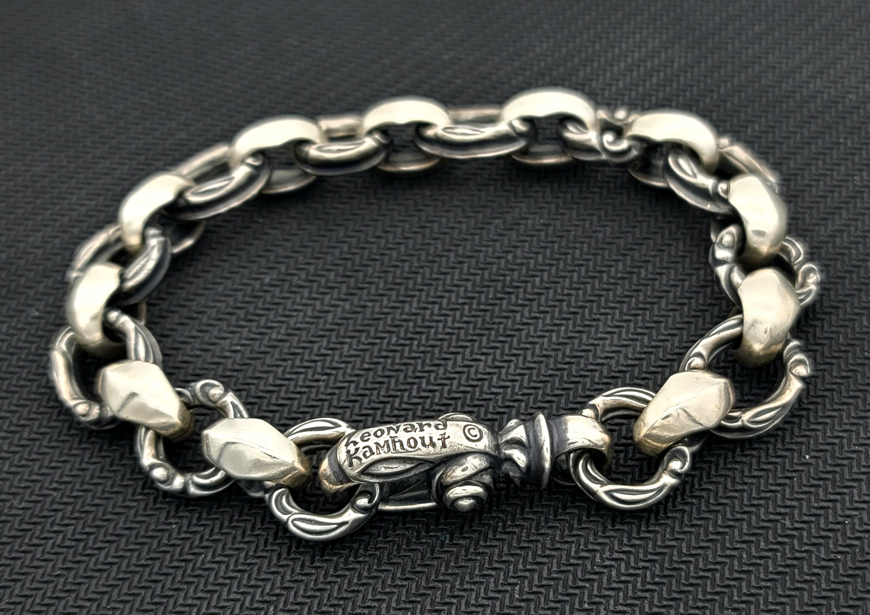 ド*ー様 Crane Bracelet Leonard Kamhout S LEONARD KAMHOUT silk link medium bracelet crane / carved | dgaf