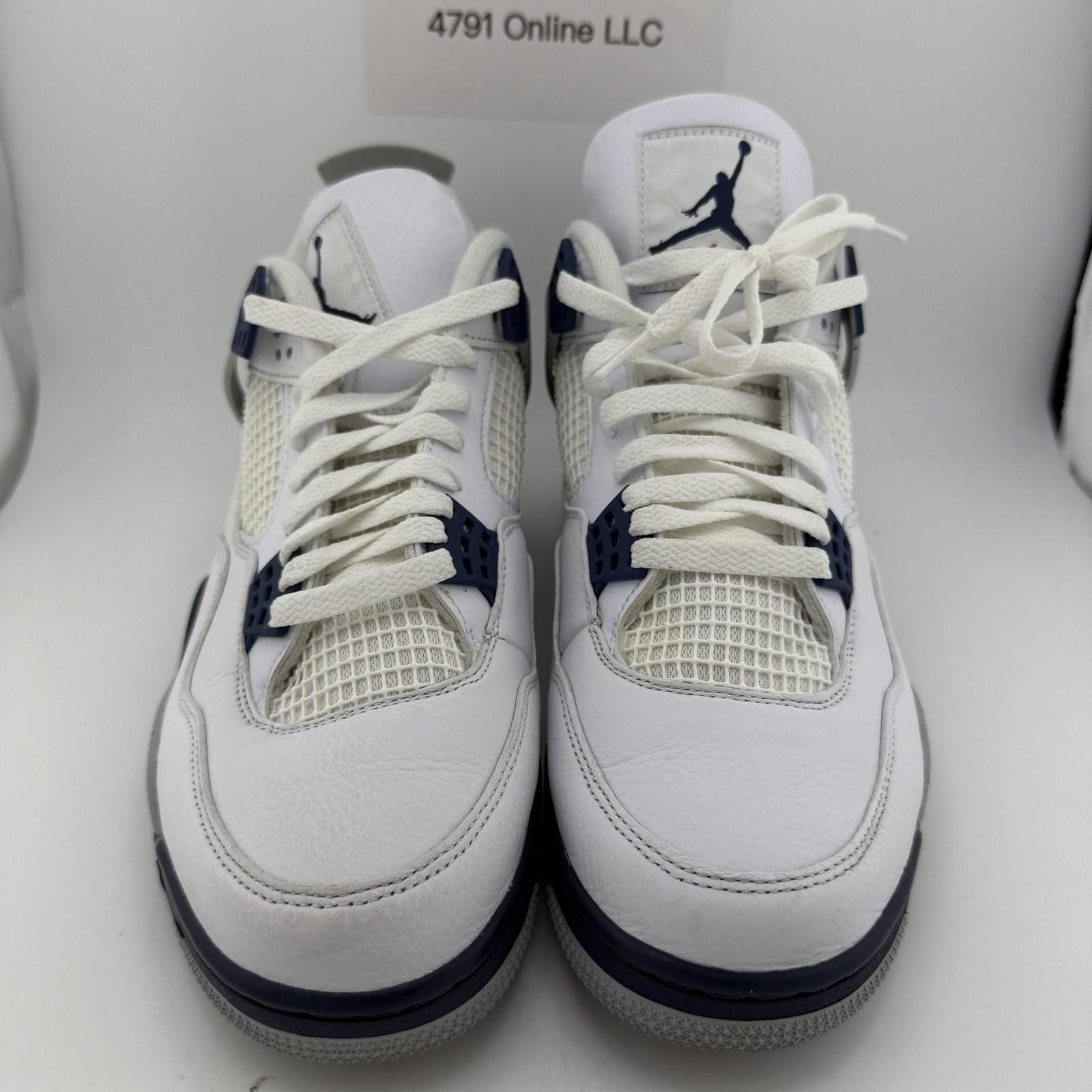 Nike Air Jordan 4 Retro White Midnight Navy 11.5 Size US 11.5 / EU 44-45 - 3 Thumbnail