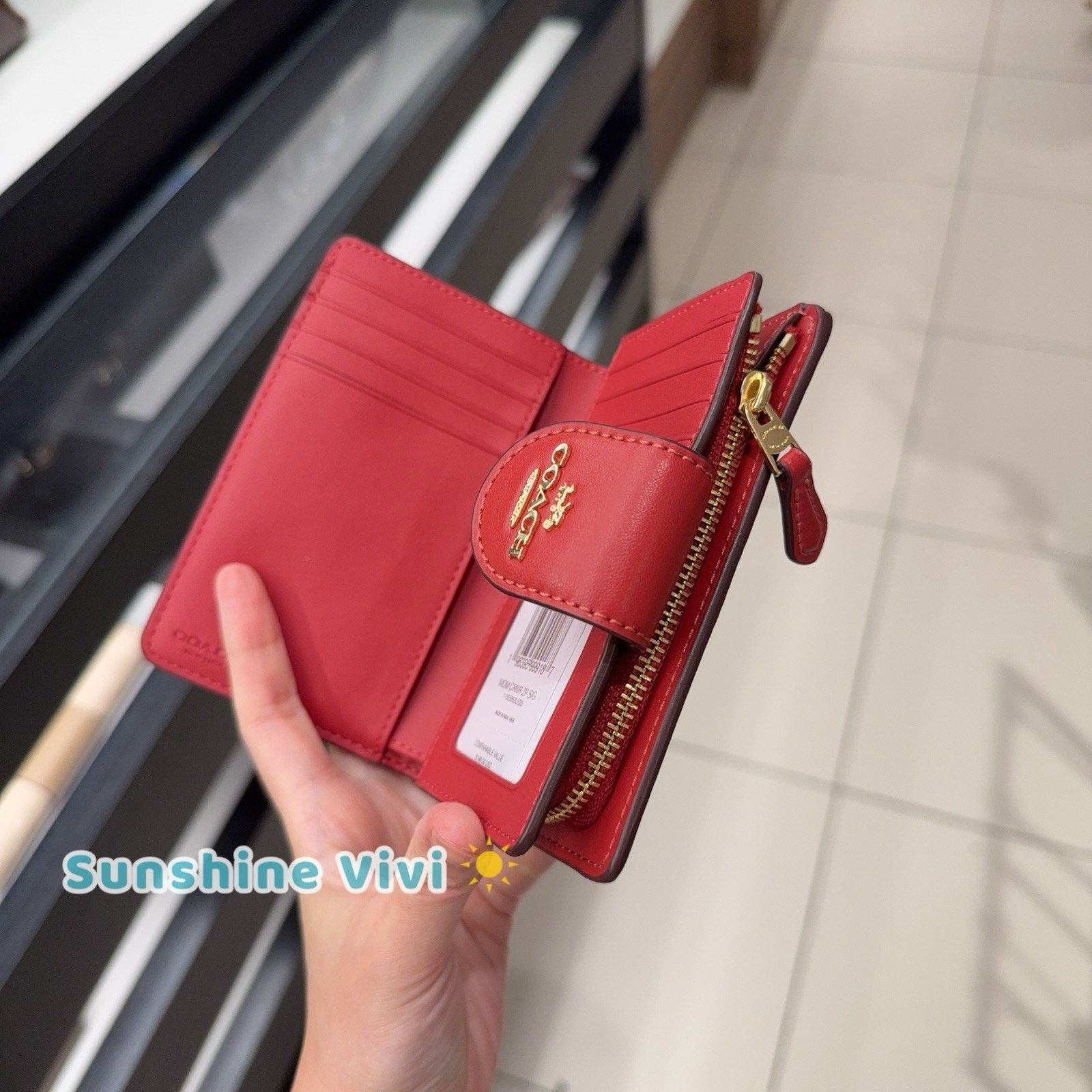 Coach NWT Coach Medium Corner Zip Wallet CW786 Walnut/True Red Size ONE SIZE - 7 Thumbnail