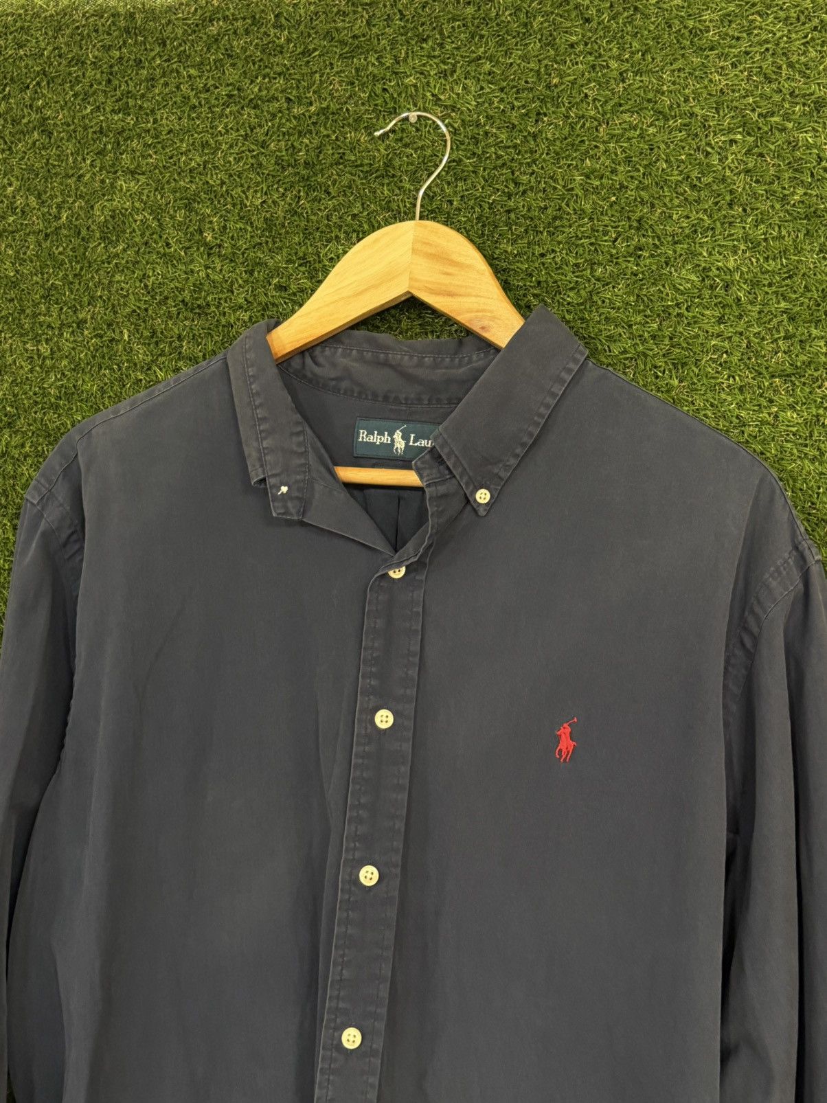 Polo Ralph Lauren Vintage Polo Ralph Lauren Navy Red Pony Logo Button Shirt Size US XL / EU 56 / 4 - 2 Thumbnail