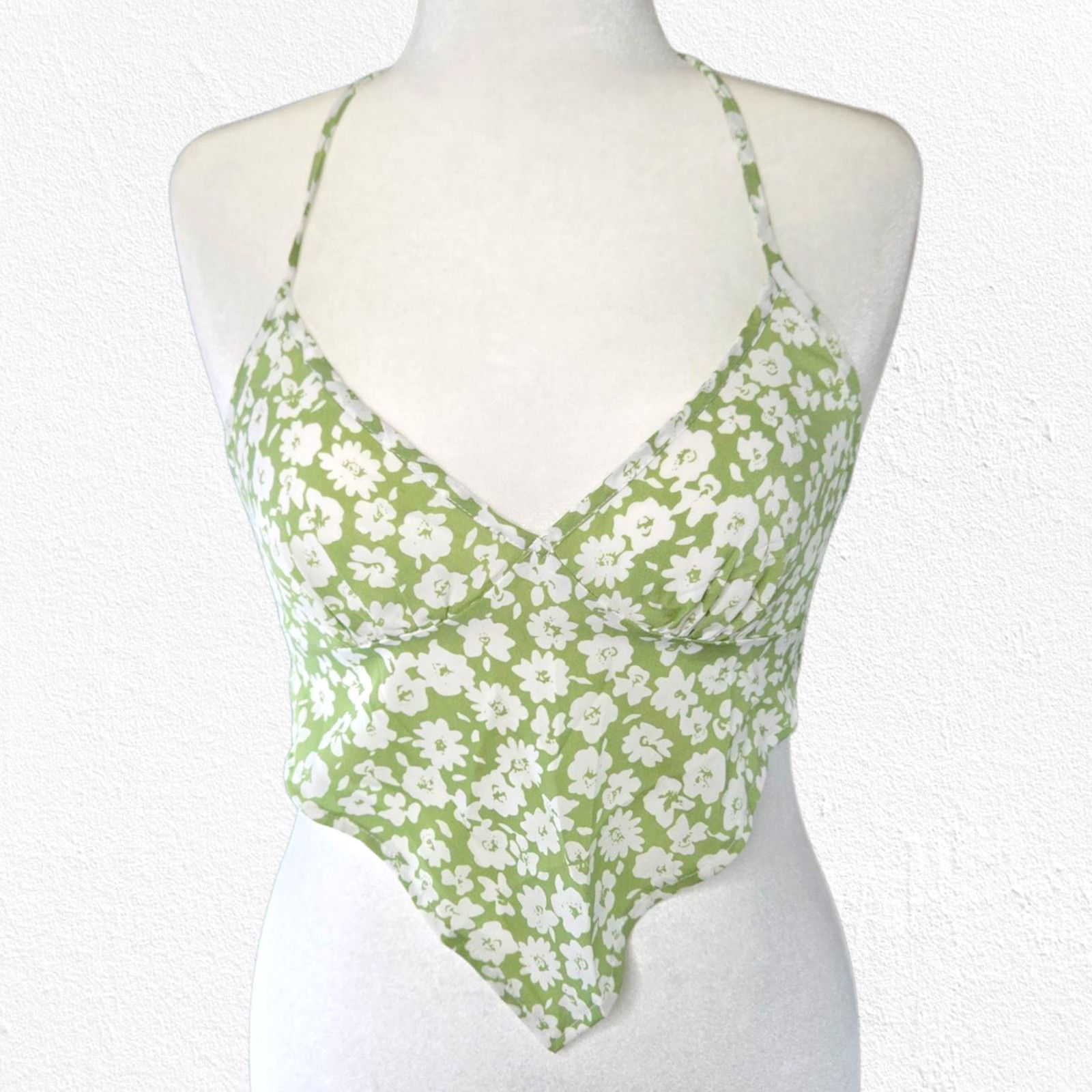 Other Floral Green Handkerchief Hem Tie Back Tank Top Size Small Size S / US 4 / IT 40 - 1 Thumbnail