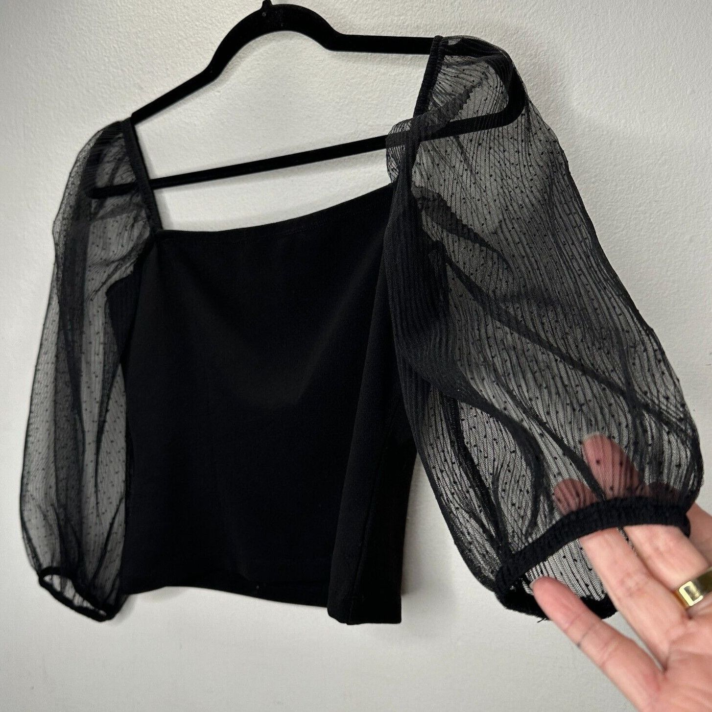 Other Socialite Black Square Neck Polka Dot Balloon Sleeve Top Size M / US 6-8 / IT 42-44 - 1 Thumbnail