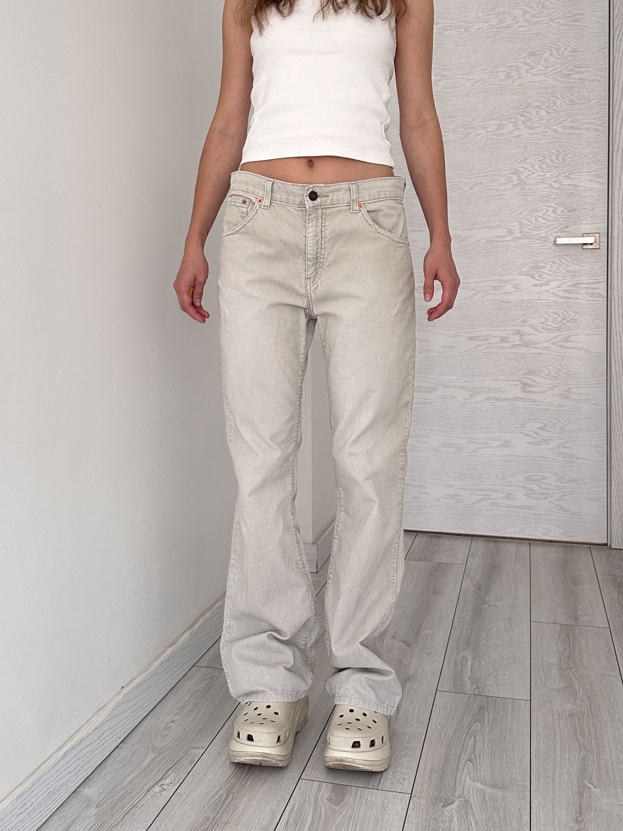Levi's Levi's 525 Corduroy Cream Flare Pants Trousers Size 31" - 3 Thumbnail