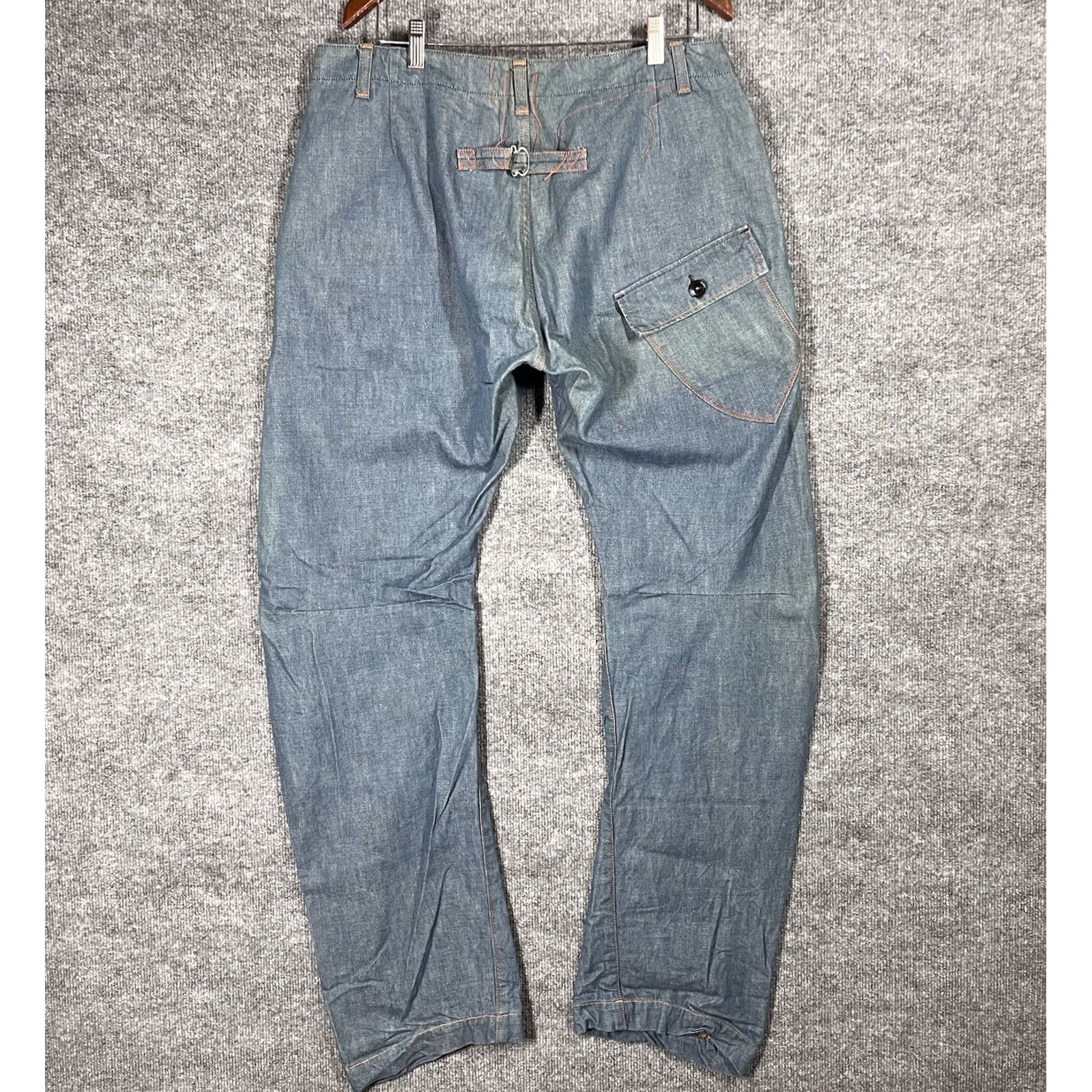 KATO VINTAGE KATO Denim Jeans Adult 35x33 Japanese Buckle Back Single Pocket Blue Heritage 1800s Mens Size US 35 - 2 Thumbnail
