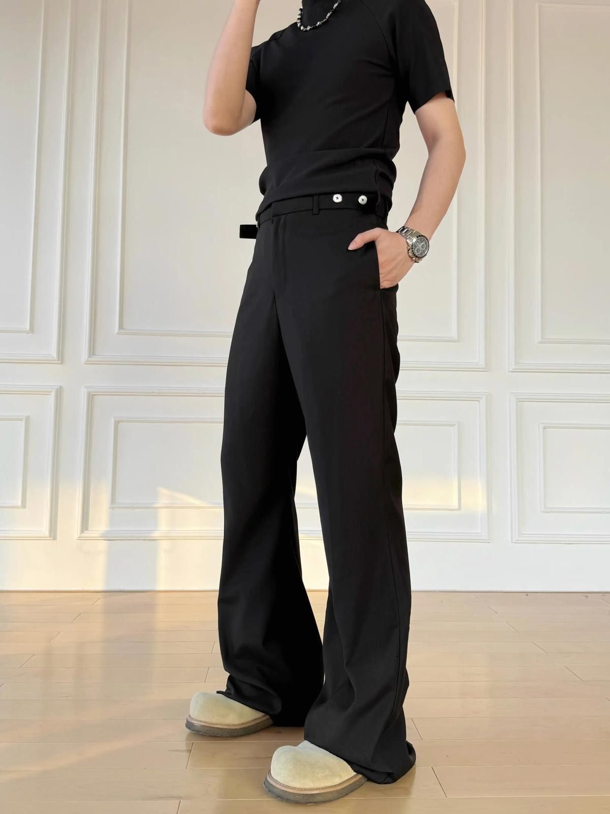 Other Black Wide Leg Pants, Men's Flared Trousers Size US 32 / EU 48 - 4 Thumbnail