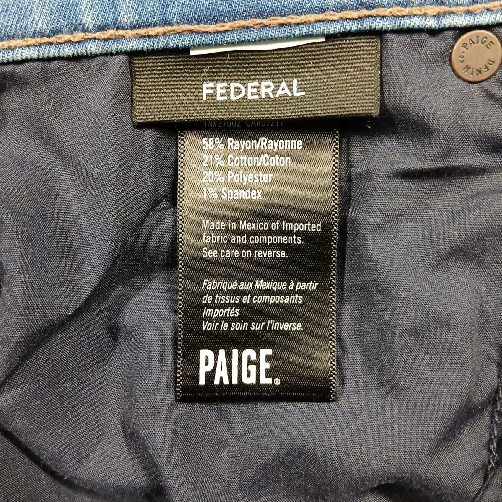 Paige PAIGE Federal Slim Straight Jeans Men's 31 Burnett Blue Rayon Blend EUC Size US 31 - 5 Thumbnail