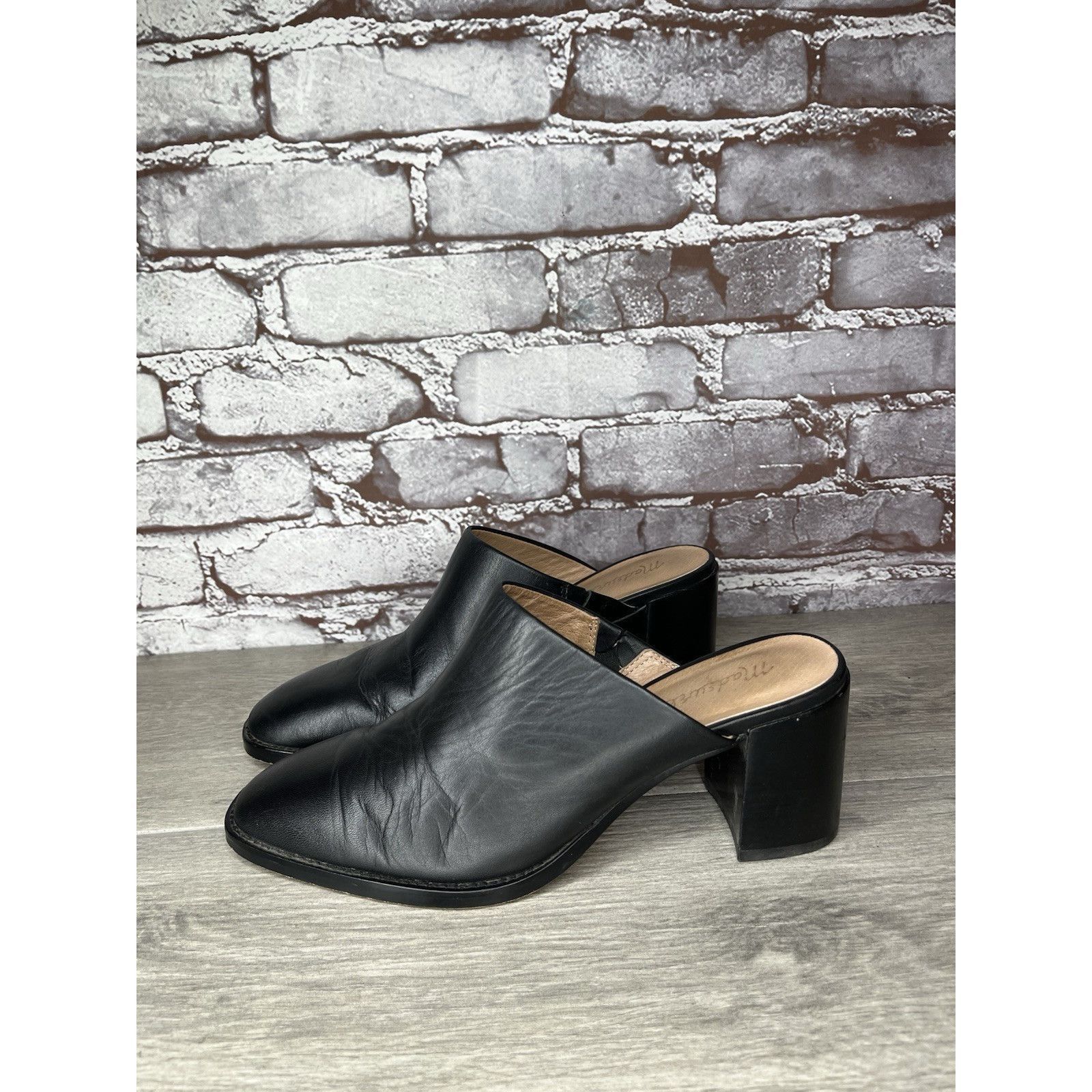 Madewell Madewell Black Leather THE HARPER Mules Slip On Clogs Heels Size US 8.5 / IT 38.5 - 17 Thumbnail