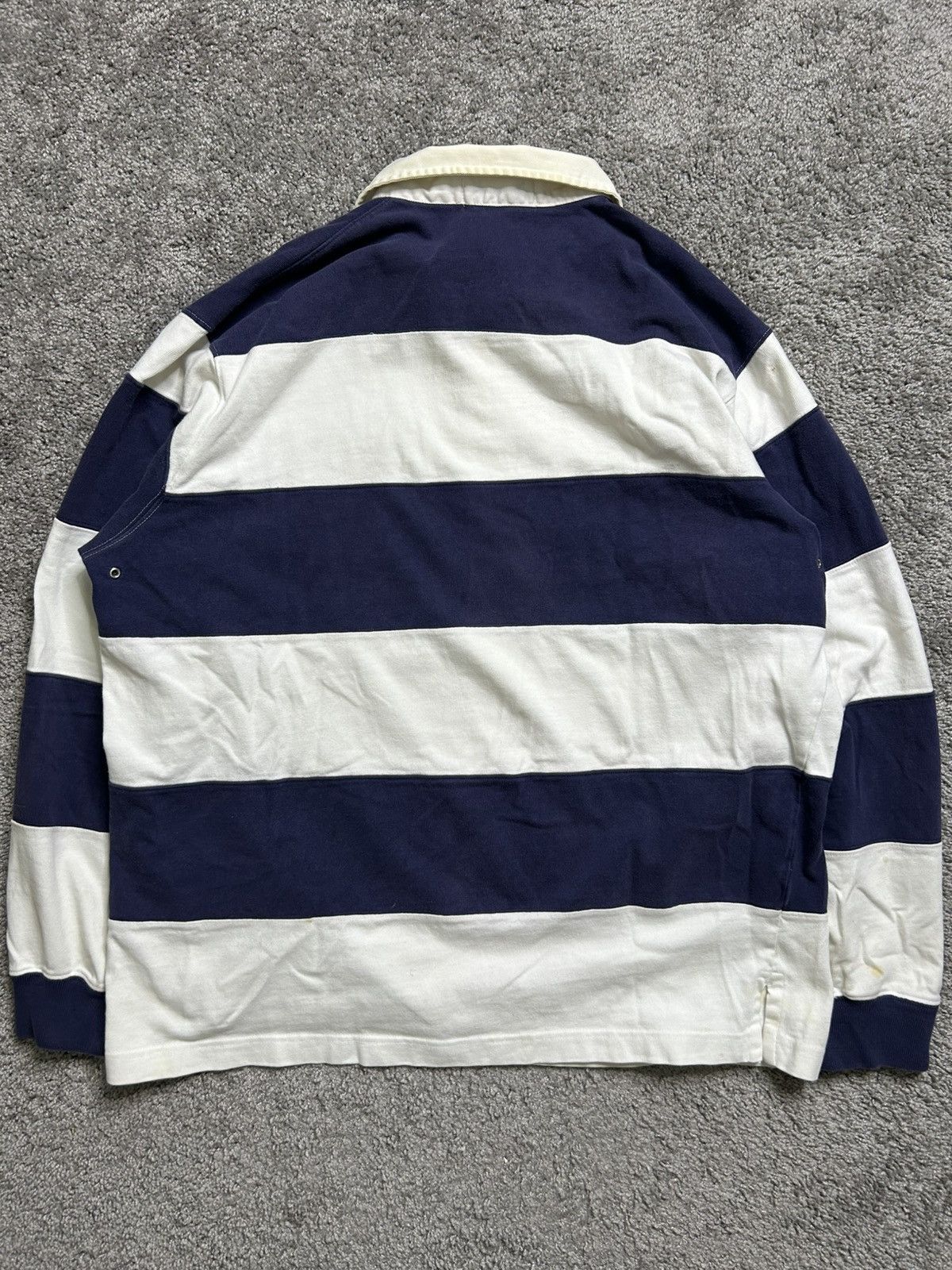 Polo Ralph Lauren Vintage 80s Polo Ralph Lauren Rugby Long Sleeve Striped Navy Size US L / EU 52-54 / 3 - 9 Thumbnail