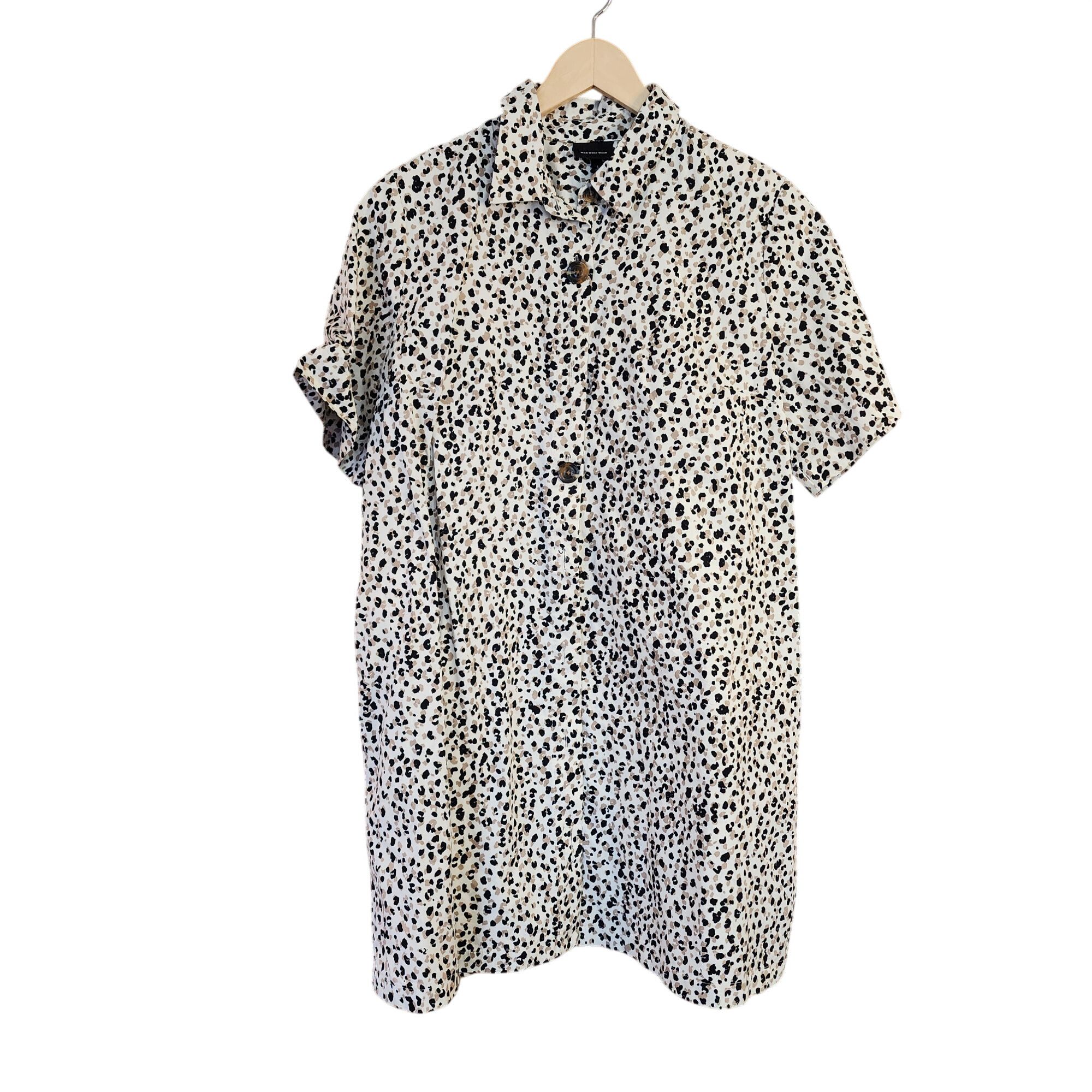 WhoWhat Who What Wear leopard print shirt dress womens size Large Size L / US 10 / IT 46 - 1 Thumbnail
