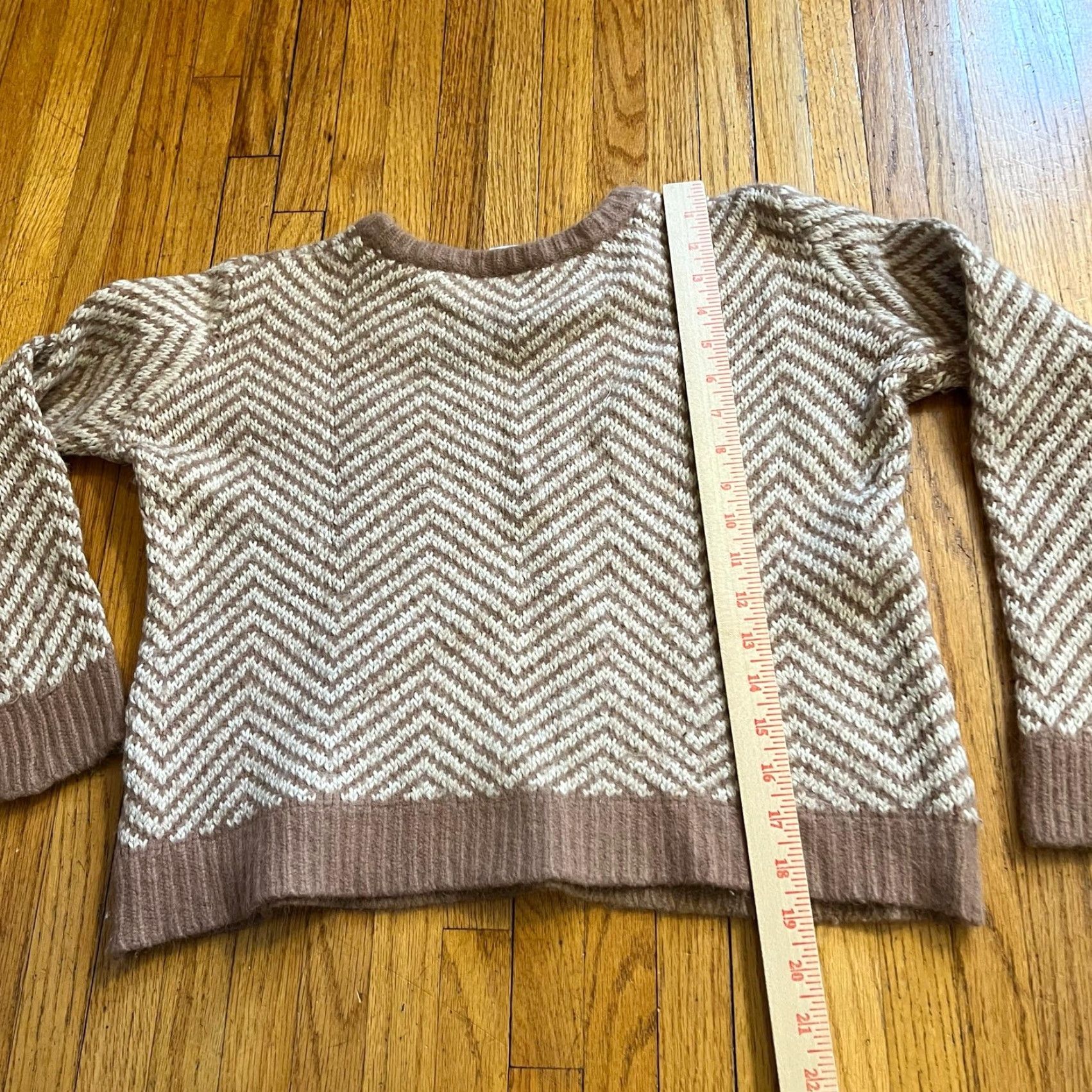 Ganni Ganni Anthropologie Sweater Womens Medium M Wool Blend Beige Chevron Candy Floss Brown Pullover Womens Size M / US 6-8 / IT 42-44 - 5 Thumbnail