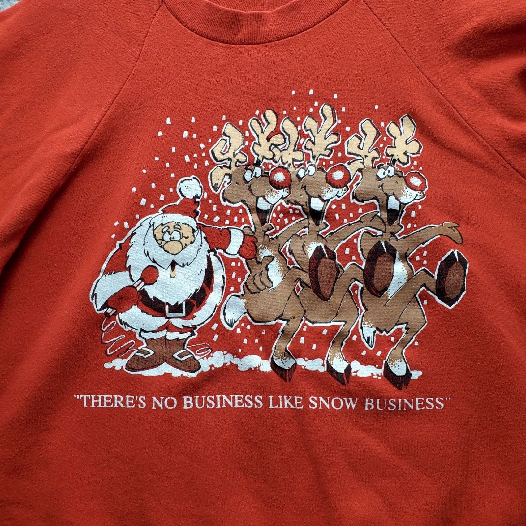Vintage TNT Unisex XL Red Santa & Reindeers Christmas Sweatshirt Shirt Size US XL / EU 56 / 4 - 6 Thumbnail