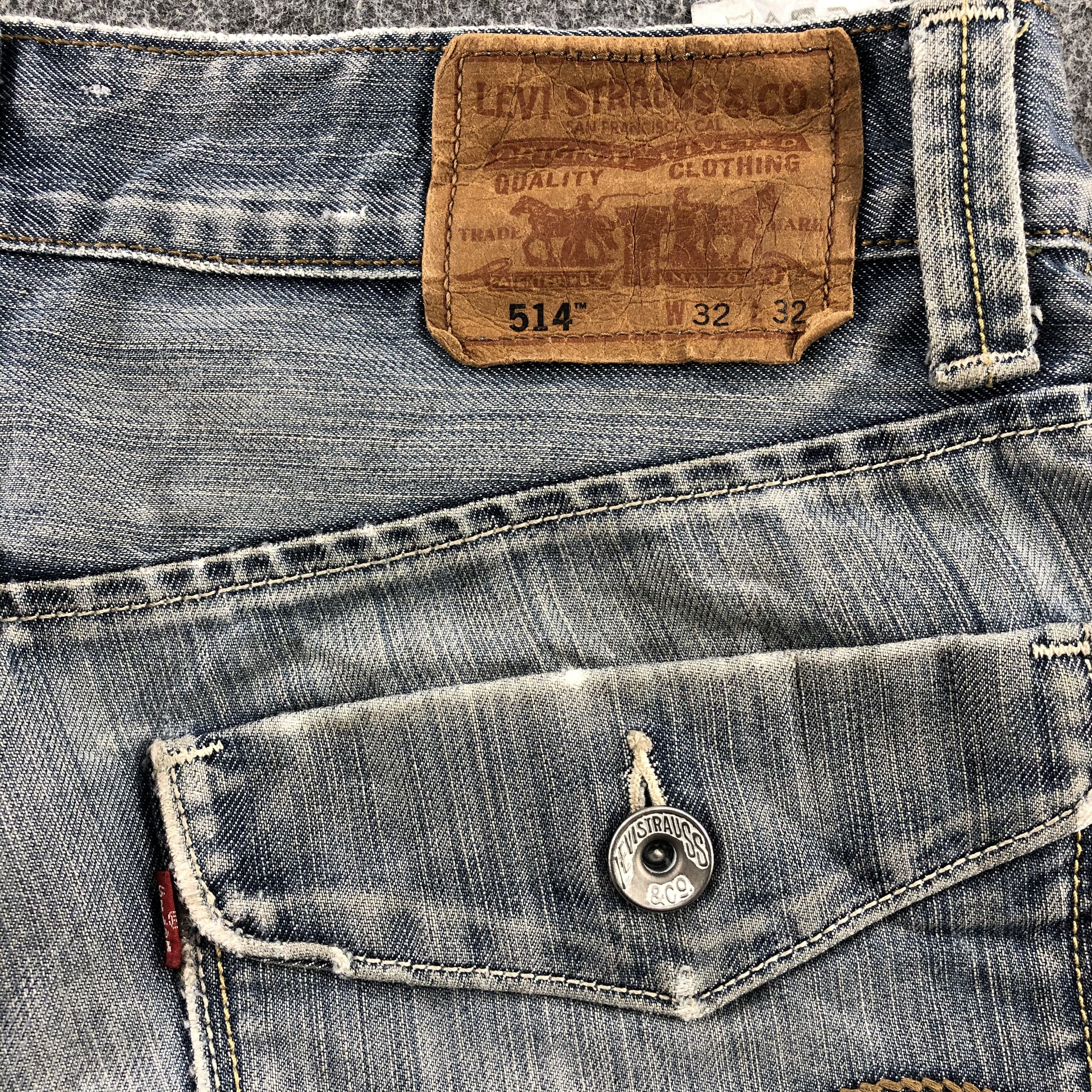 Dirty Levis 514 Vintage Jeans Faded Blue Denim-J1093