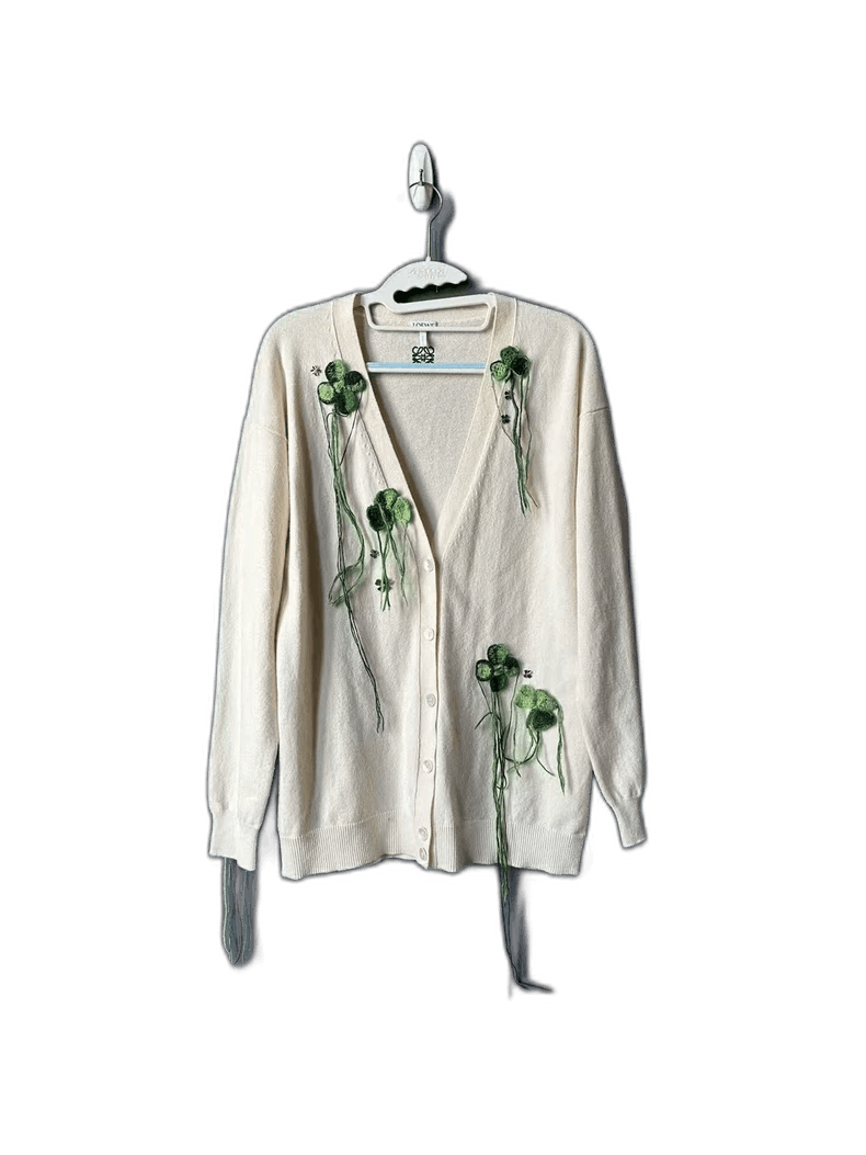 Loewe Loewe Embroidered Flower Cardigan in Beige Size US XS / EU 42 / 0 - 1 Thumbnail