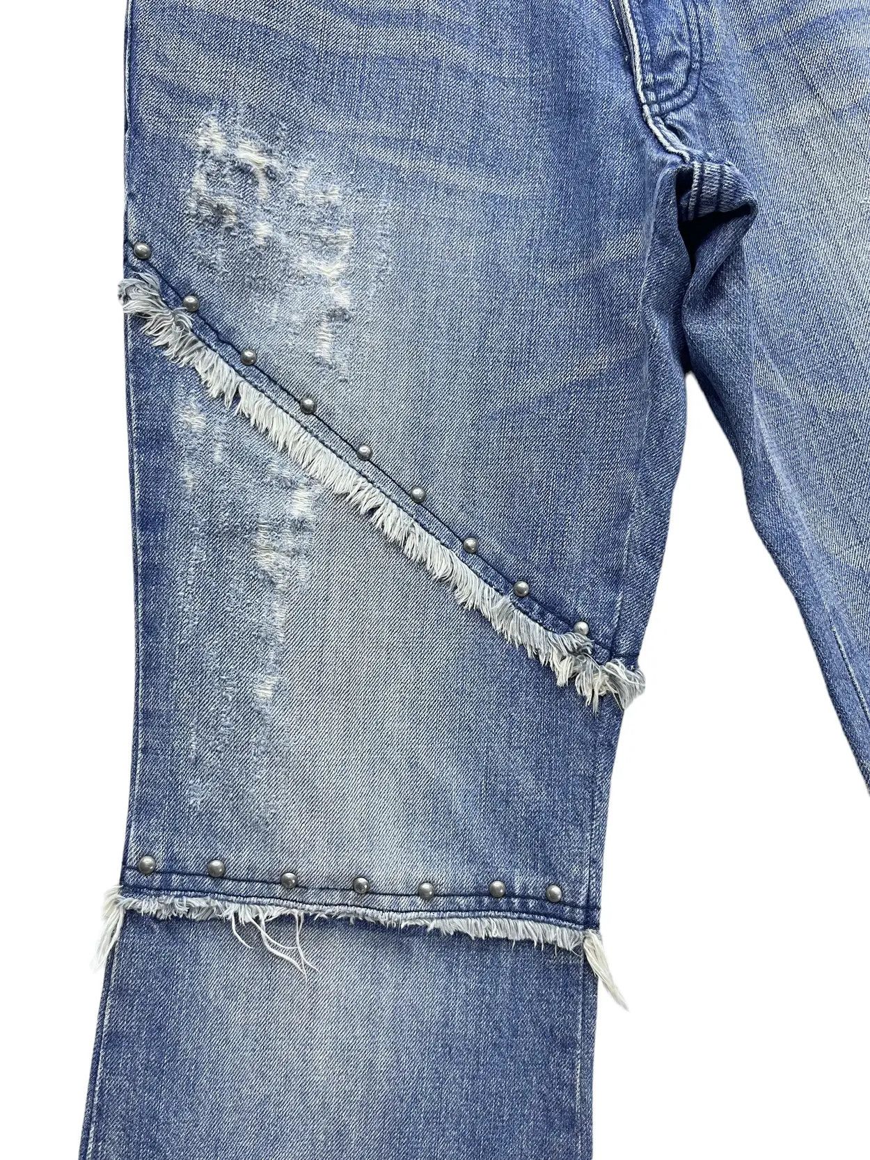 5351 POUR LES HOMMES × ABAHOUSE × Designer STEALS💥VINTAGE 5351 HOMMES Distressed Spliced Studded Flare Size US 31 - 10 Thumbnail