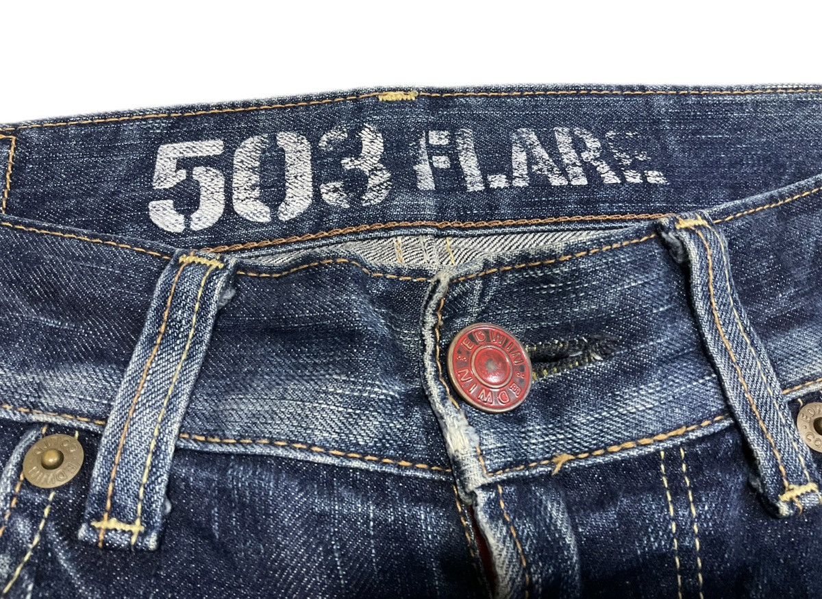 If Six Was Nine × Japanese Brand 🔥Sick Y2K Edwin 503 Flare Denim Distressed Faded Size US 36 / EU 52 - 10 Thumbnail
