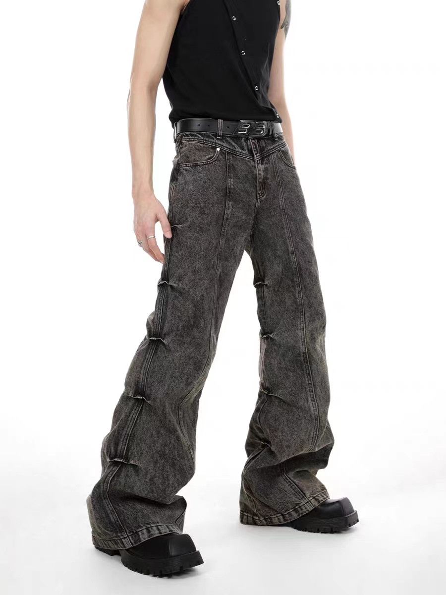 Japanese Brand Vintage washed distressed micro-flared high-waisted jeans Size US 34 / EU 50 - 3 Thumbnail