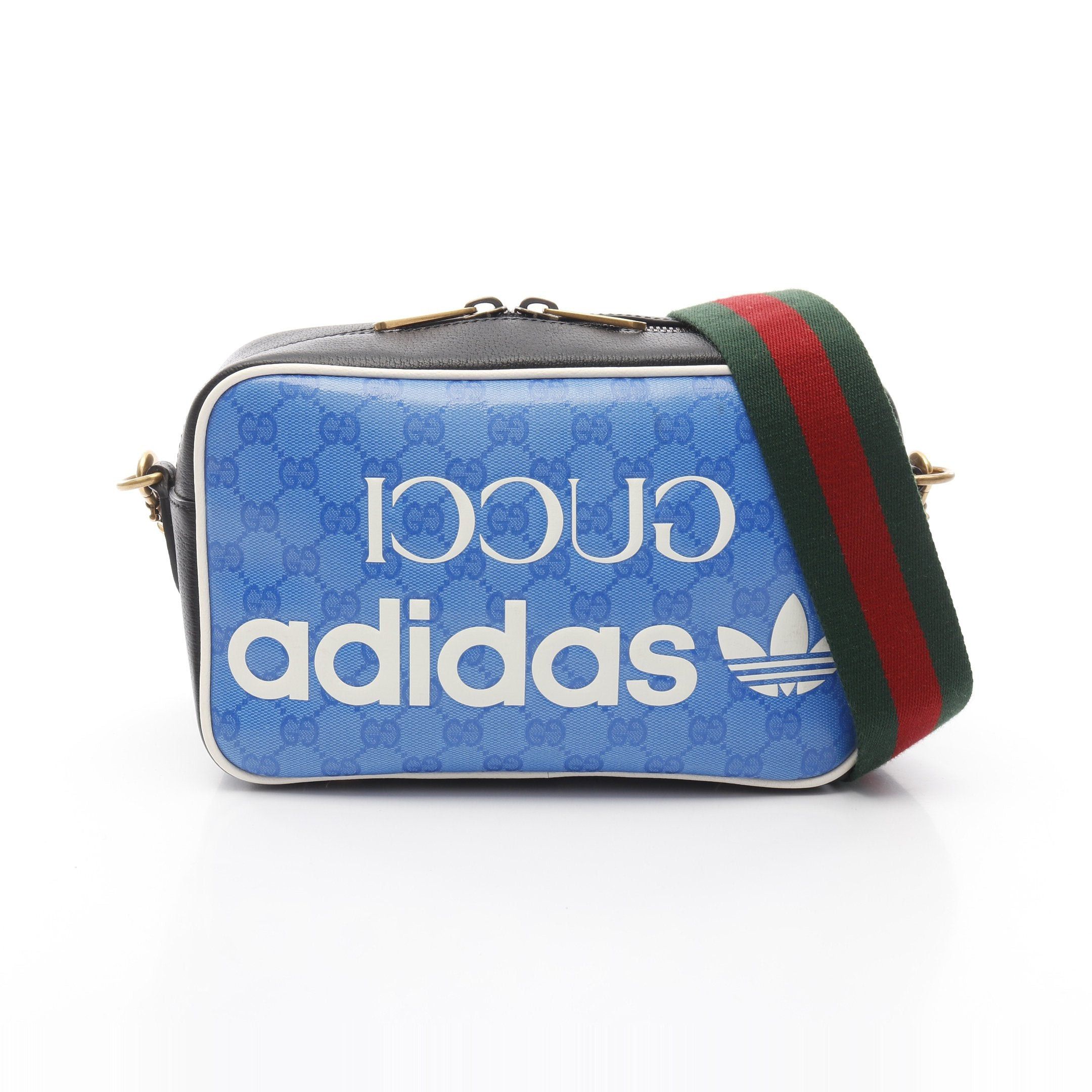Gucci Gucci Adidas GG Crystal Shoulder Bag Coated Canvas Leather Blue Black Multicolor, Women's