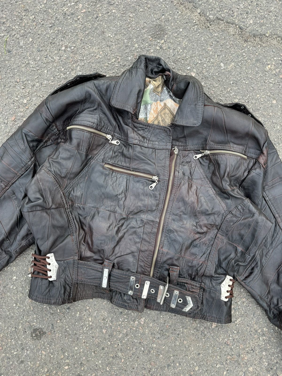 Dr. Martens × Vintage Vintage 80s Dr. Martens Leather Moto Bomber Opium Style Size US L / EU 52-54 / 3 - 2 Thumbnail
