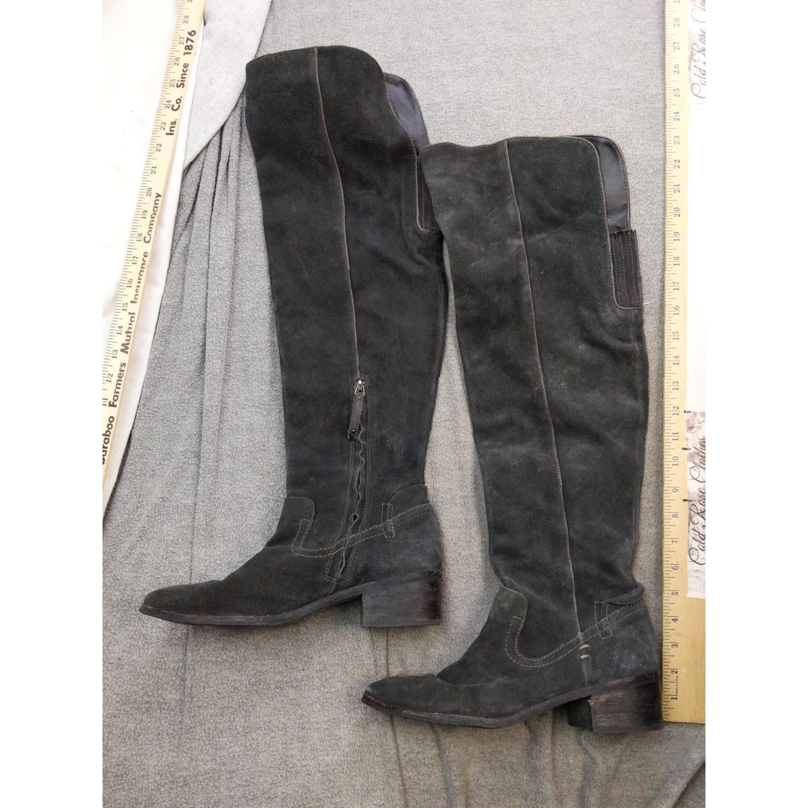 Dolce Vita Dolce Vita Boots Womens Size 10 Gray Suede Over the Knee Riding Block Heel Zip Size US 10 / IT 40 - 2 Thumbnail
