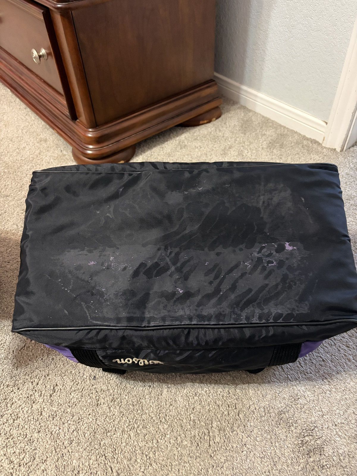 Wilson Vintage 90s Wilsons Nylon Duffle Strap Gym Bag Purple Black Size ONE SIZE - 6 Thumbnail