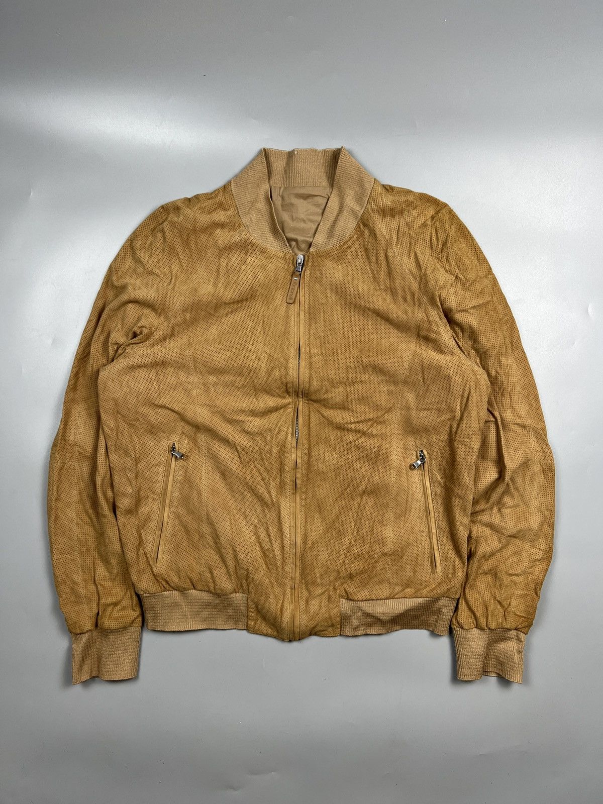 Designer Fontanelli Perforated Suede Jacket (Y0637) Size US XXL / EU 58 / 5 - 1 Thumbnail