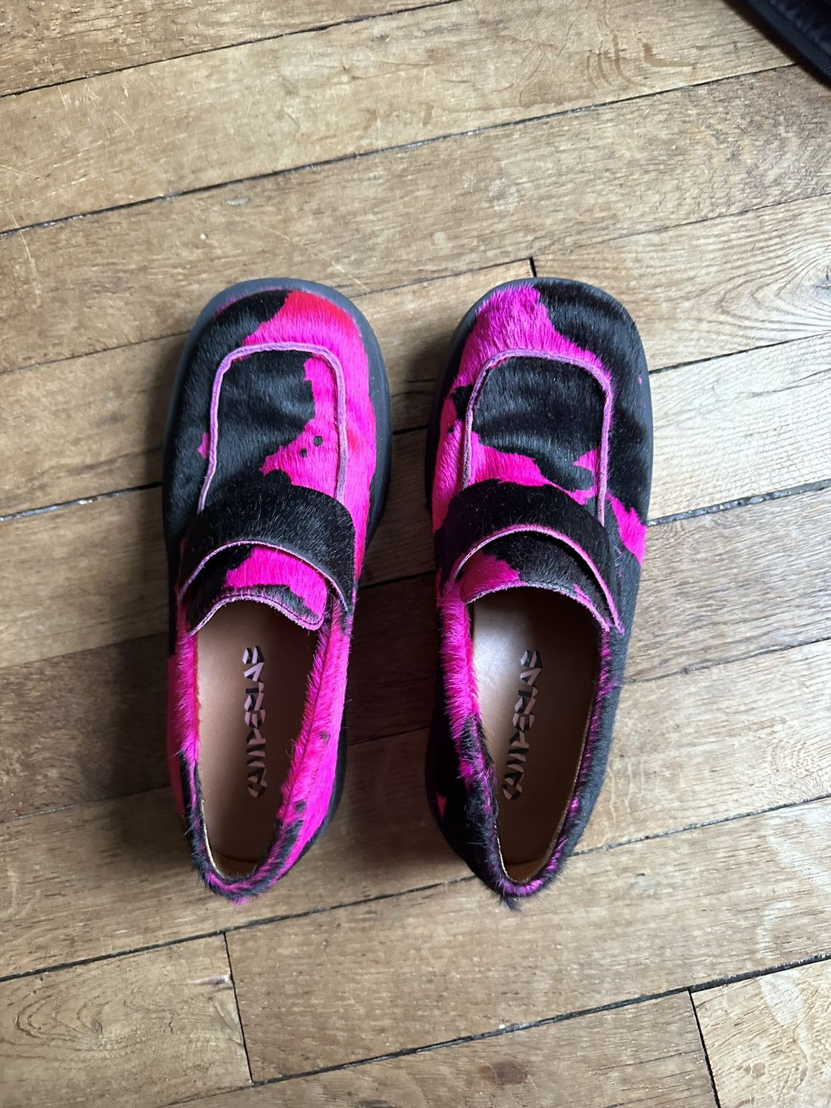 CamperLab Pink cow printed loafers | Grailed