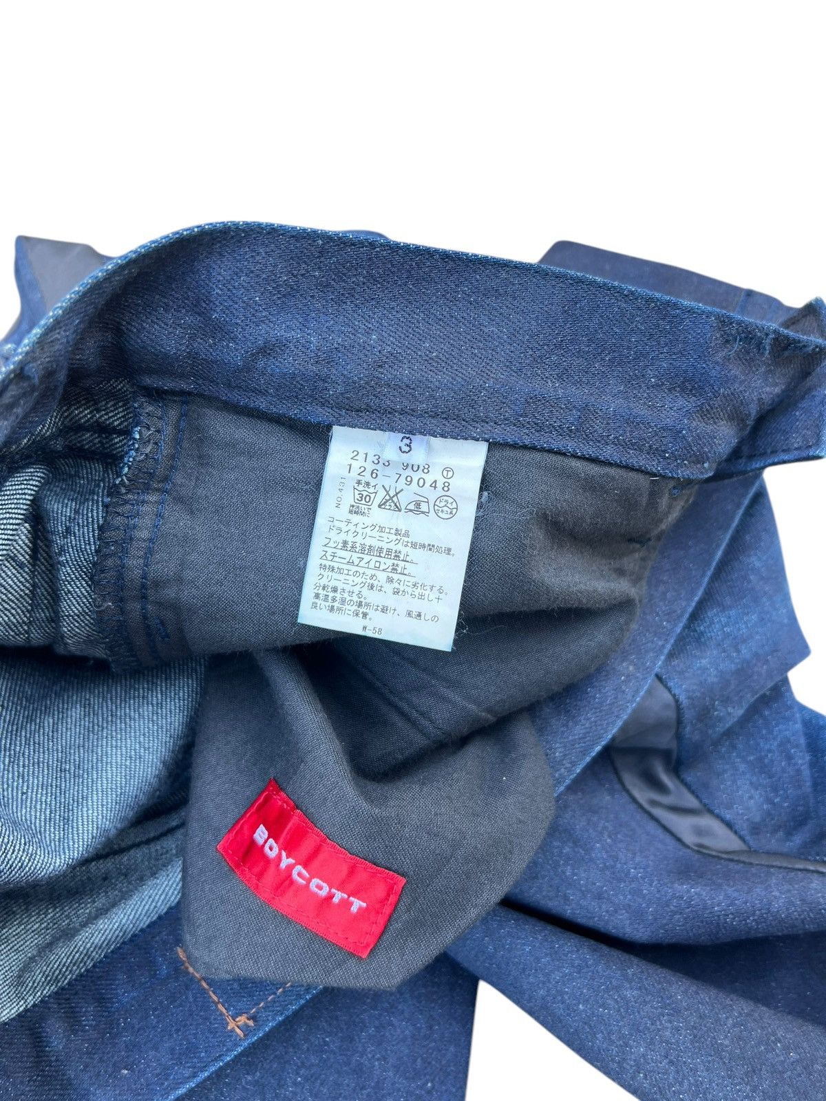 Boycott × Japanese Brand Vintage Boycott Japan Side Strap Waxed Denim Bootcut Jeans Size US 30 / EU 46 - 17 Thumbnail