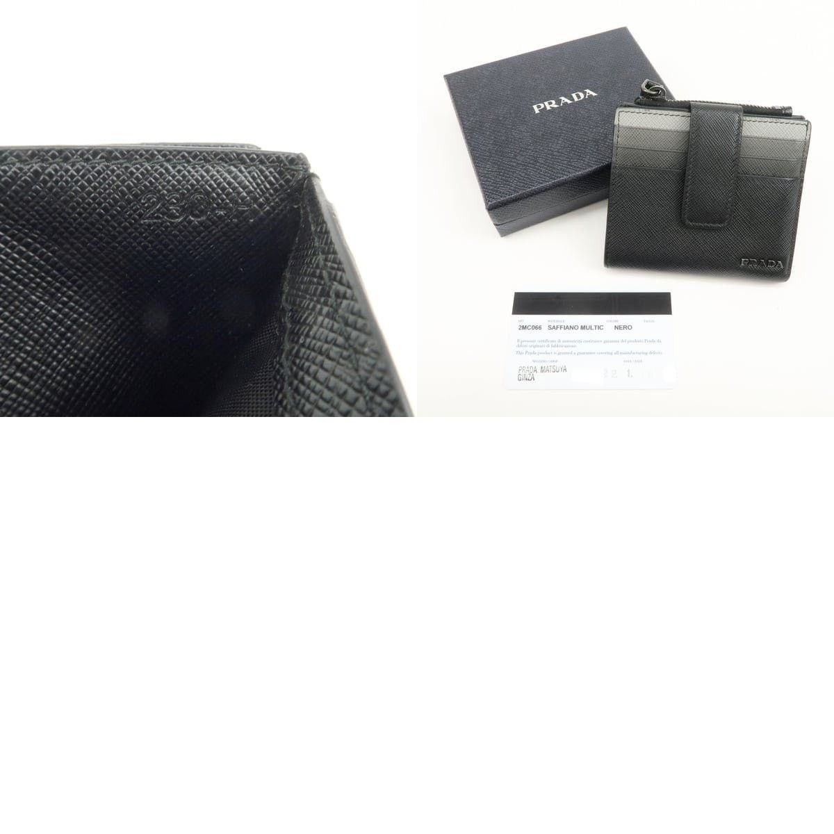 Prada Prada Saffiano Compact Wallet Black Size ONE SIZE - 7 Thumbnail