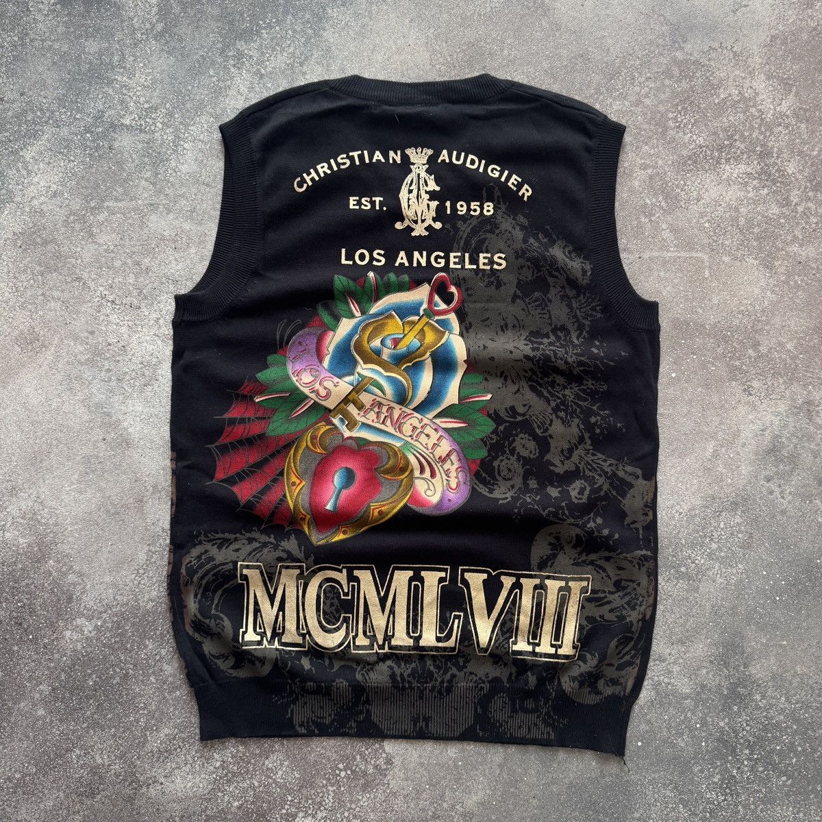 Ed Hardy Christian Audigier (Ed Hardy) Y2K Rhinestones Sweater Vest Size US XL / EU 56 / 4 - 2 Thumbnail