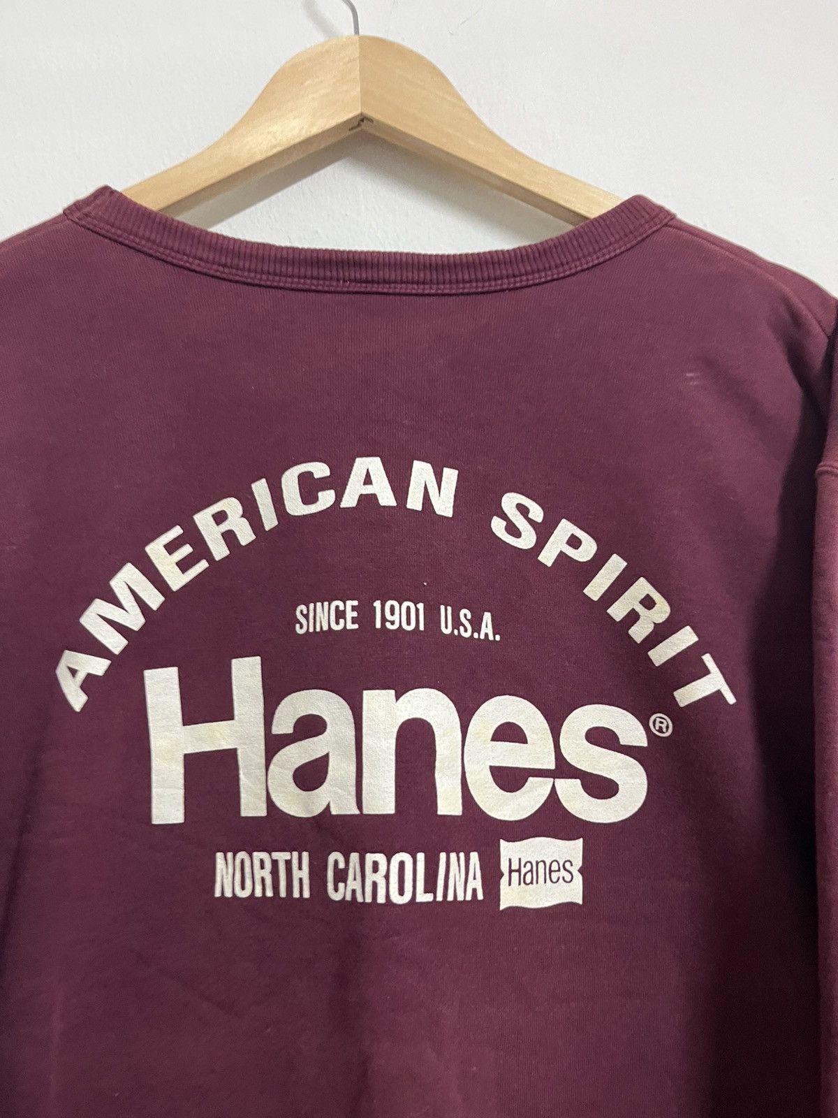 Hanes 💥Steal💥 Vintage 90s HANES AMERICAN SPIRIT Maroon Pullover Size US L / EU 52-54 / 3 - 4 Thumbnail
