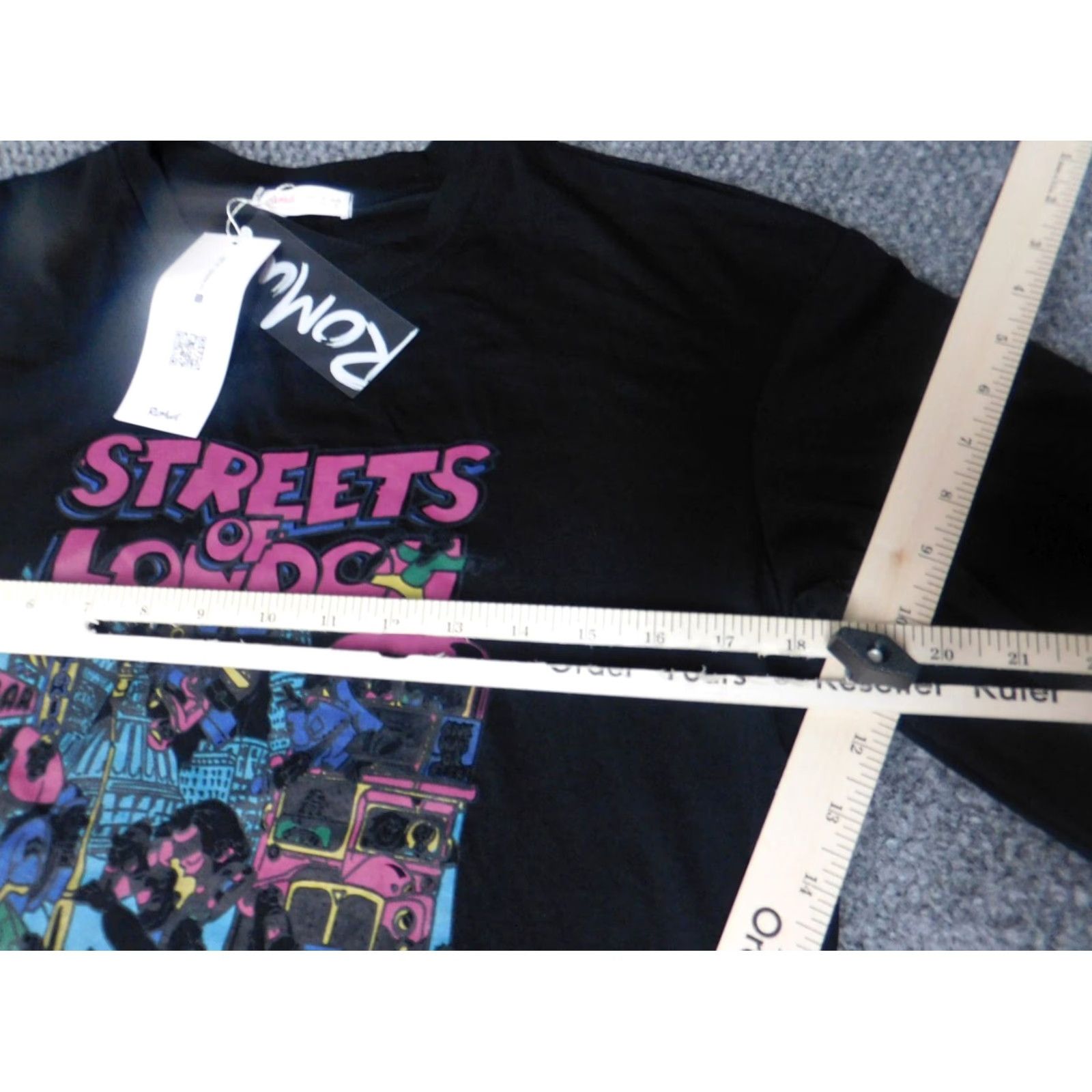 Vintage ROMWE Shirt Womens M Black London Graphic Casual Crew Neck T-Shirt Size M / US 6-8 / IT 42-44 - 7 Thumbnail