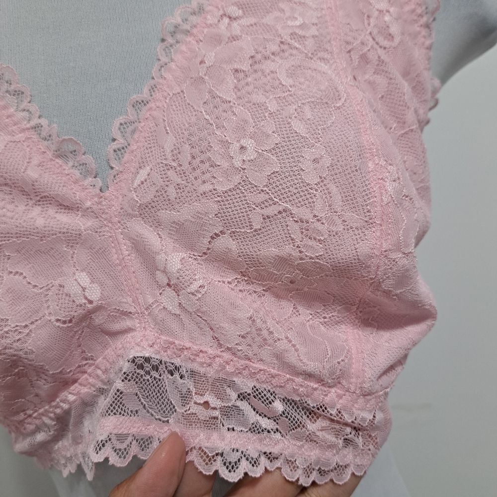 Other Savage X Fenty Floral Lace Bralette Racerback Pink/ Black Bra 1X NWT Size XXL / US 16-18 / IT 52-54 - 12 Thumbnail