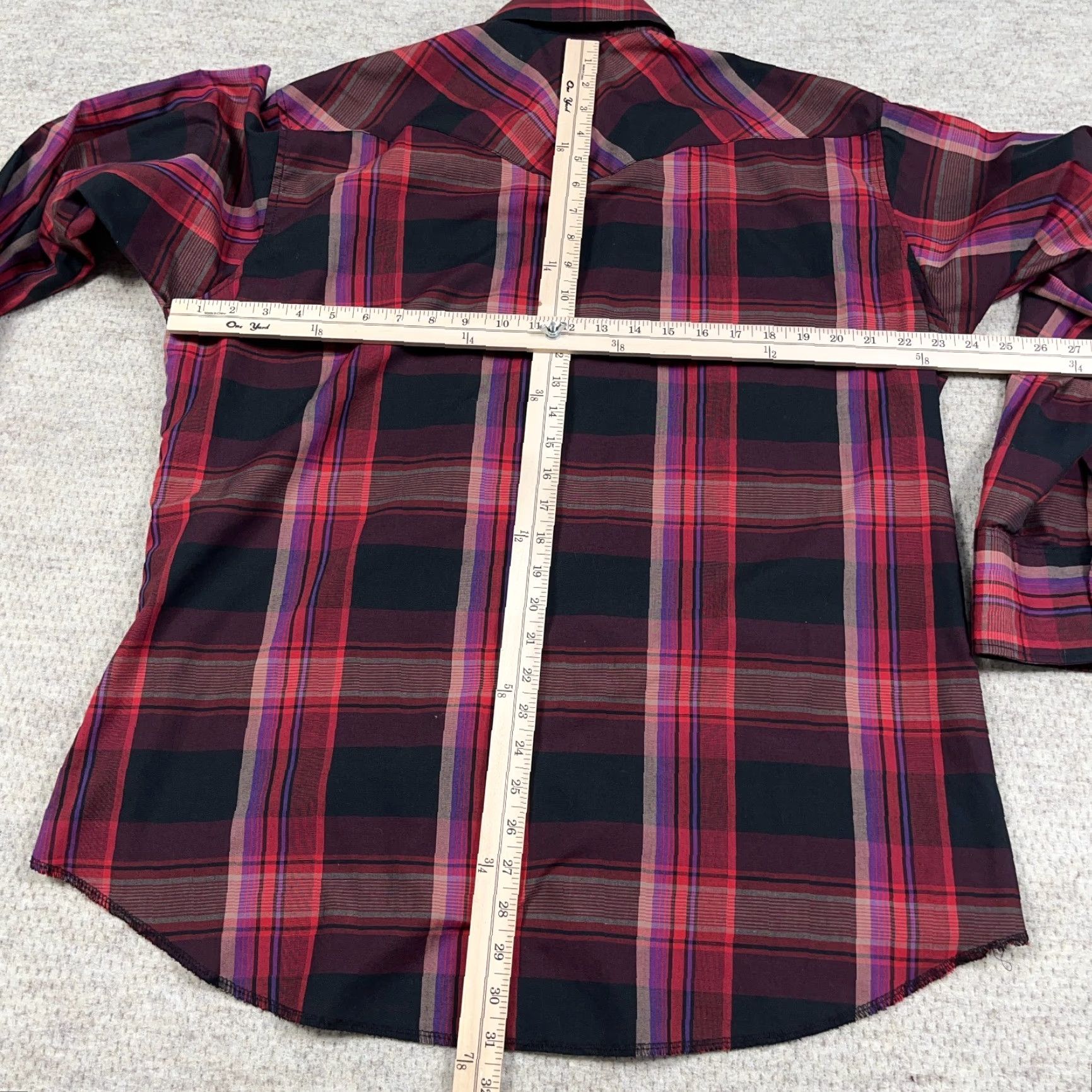 Wrangler VINTAGE Wrangler Shirt Men XL Pearl Snap Cowboy Western Plaid Red Cotton Long Sleeve 17 35 Size US XL / EU 56 / 4 - 6 Thumbnail
