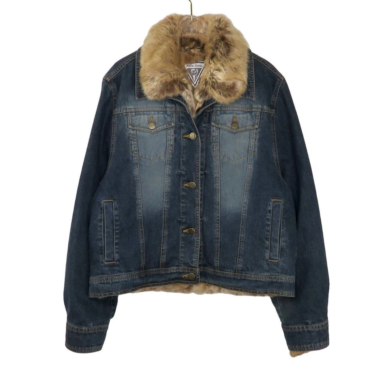 Vintage 1990s Vintage Rabbit Fur Jean Jacket Denim Jacket Large Size L / US 10 / IT 46 - 1 Thumbnail