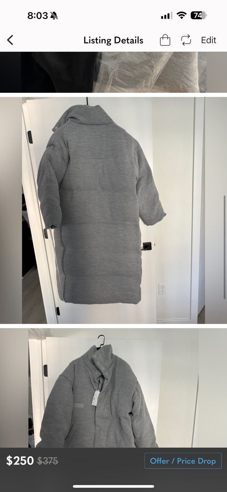 Brandon Blackwood NWT Never Worn RIBBED COMFORTER COAT Size US L / EU 52-54 / 3 - 6 Thumbnail