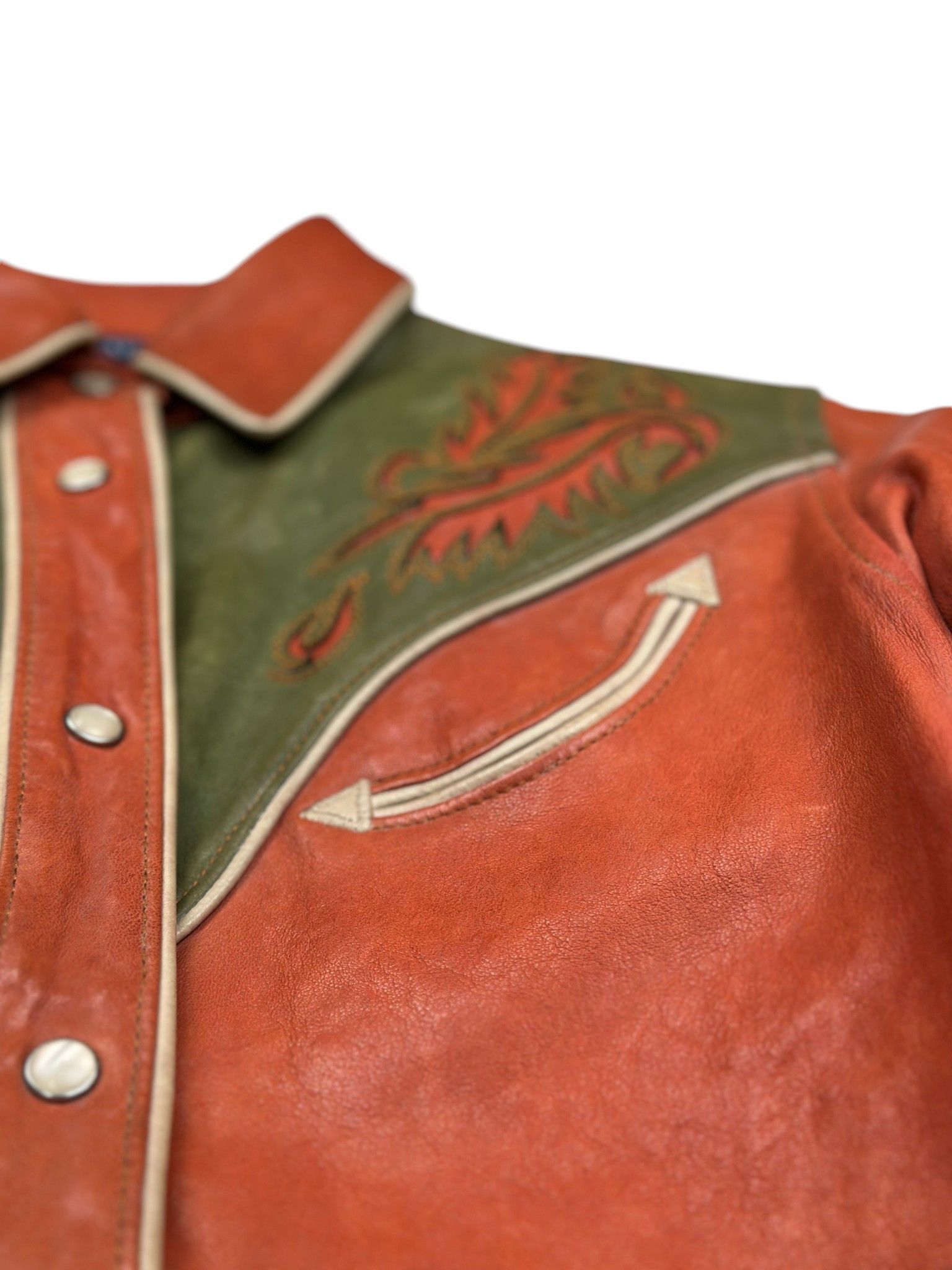 Ralph Lauren Orange And Green Cowboy Jacket Size XS / US 0-2 / IT 36-38 - 5 Thumbnail
