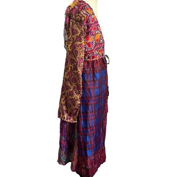 Vintage Vintage Patchwork Upcycled Long Sleeve Robe Swimsuit Coverup Size ONE SIZE - 6 Thumbnail