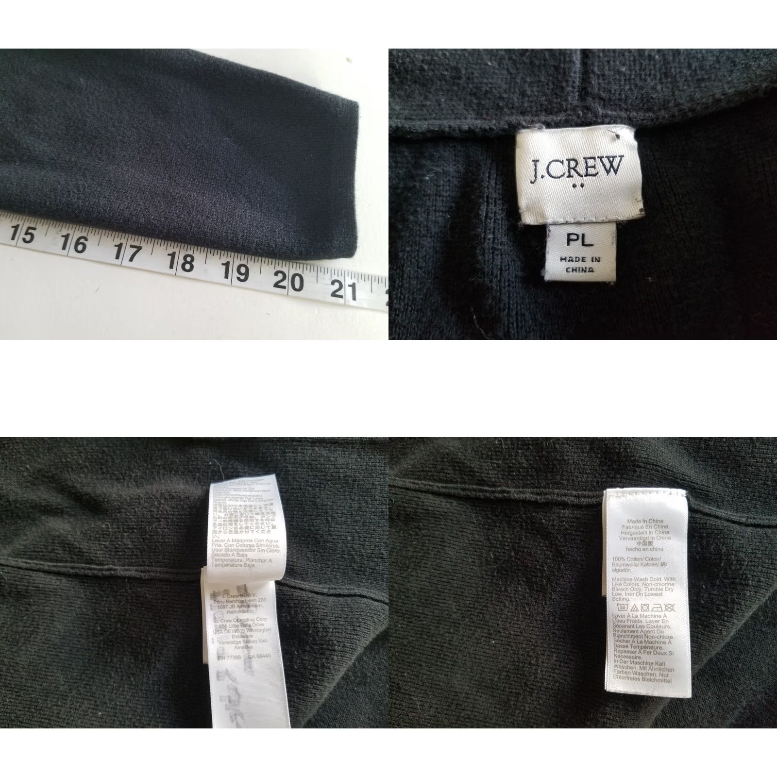 J.Crew J.CREW Cardigan Sweater Black Womens PL Petite Large Cotton Open Sweater Cardigan Heavyweight Pockets Size PL Womens Size L / US 10 / IT 46 - 8 Thumbnail