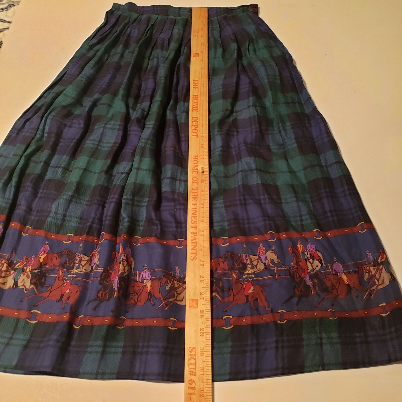 Vintage Vintage Horseracing Midi Skirt Womens Size 6 Green Blue West Size 28" / US 6 / IT 42 - 13 Thumbnail