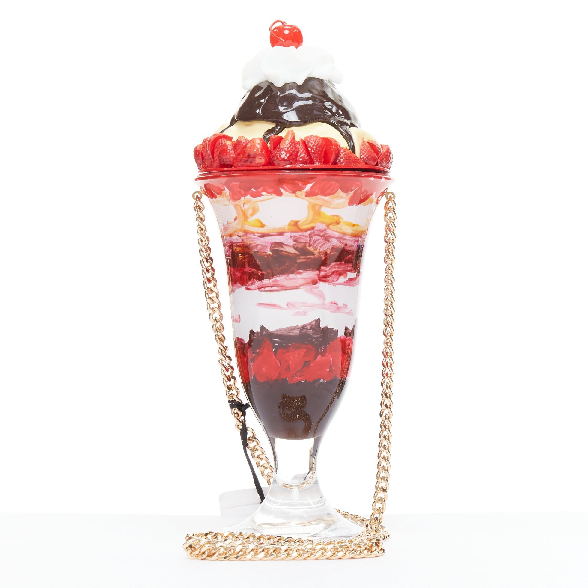 Moschino rare MOSCHINO 2022 Ice Cream Sundae Runway pink chocolate chain crossbody bag Size ONE SIZE - 1 Thumbnail