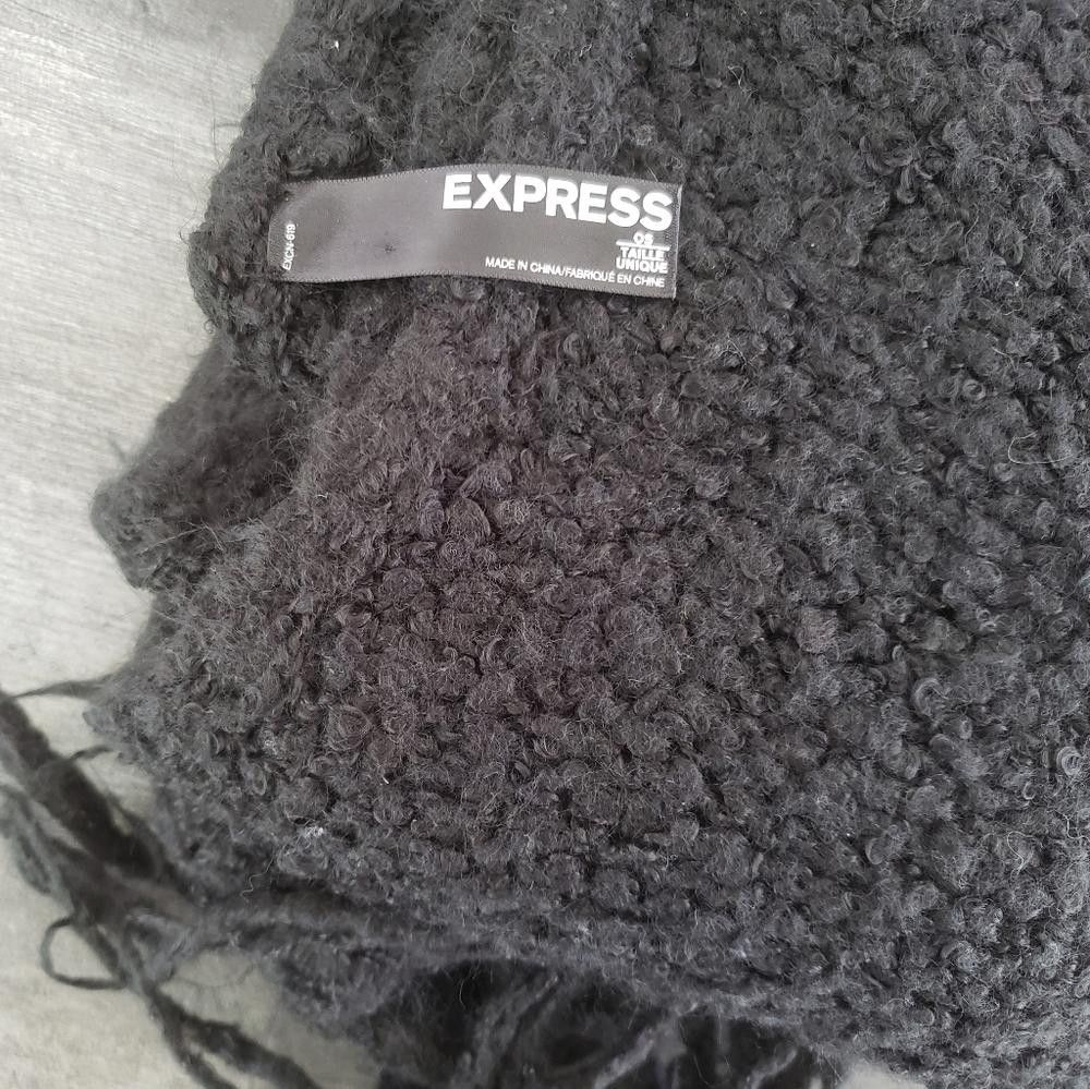 Express Black Express Boucle Fringed Wrap Shawl Size ONE SIZE - 4 Thumbnail