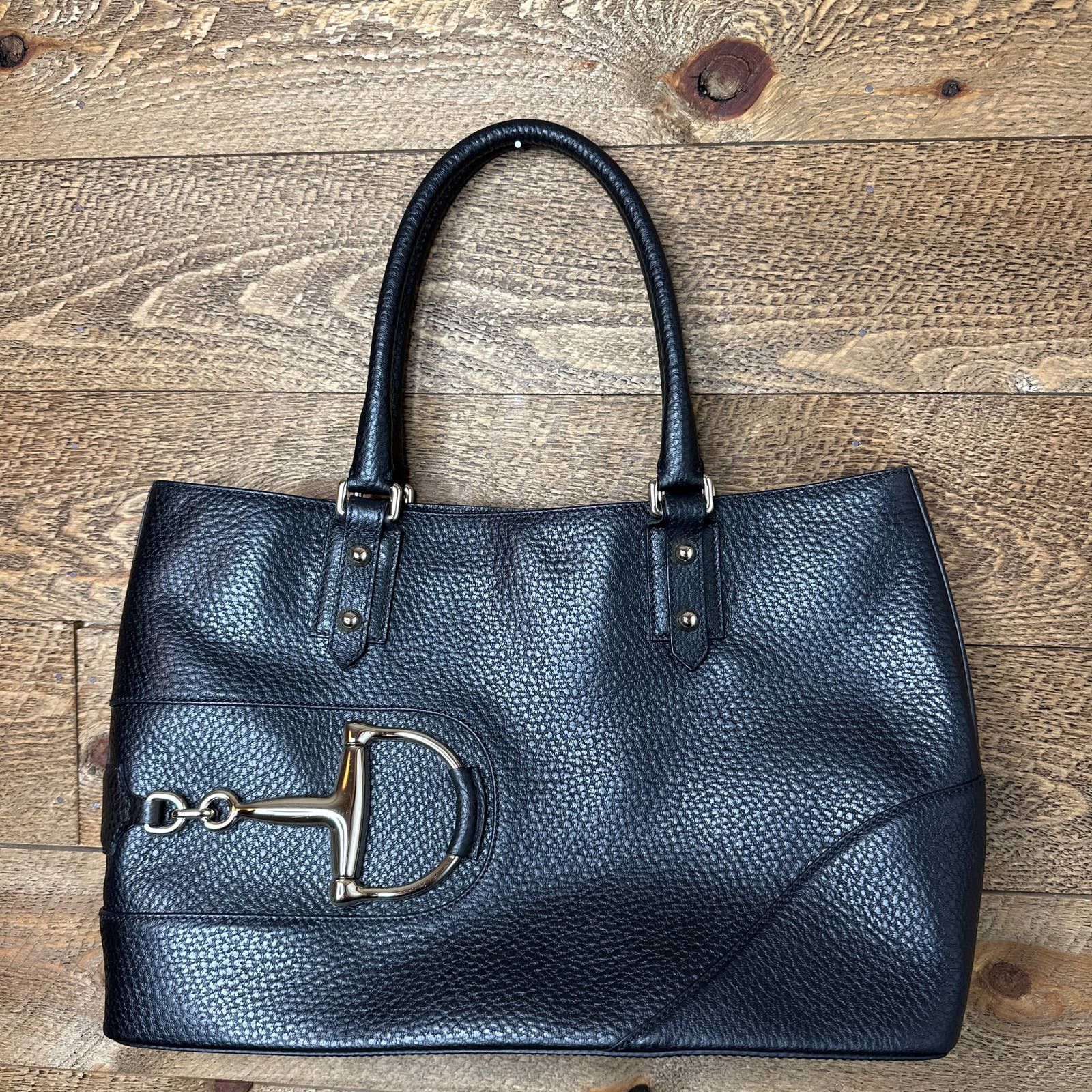 Gucci Black Pebbled Leather Hasler Horsebit Tote