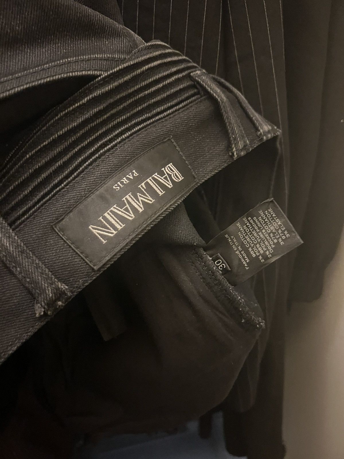 Balmain Balmain Raw Black Biker Denim Size US 30 / EU 46 - 3 Thumbnail