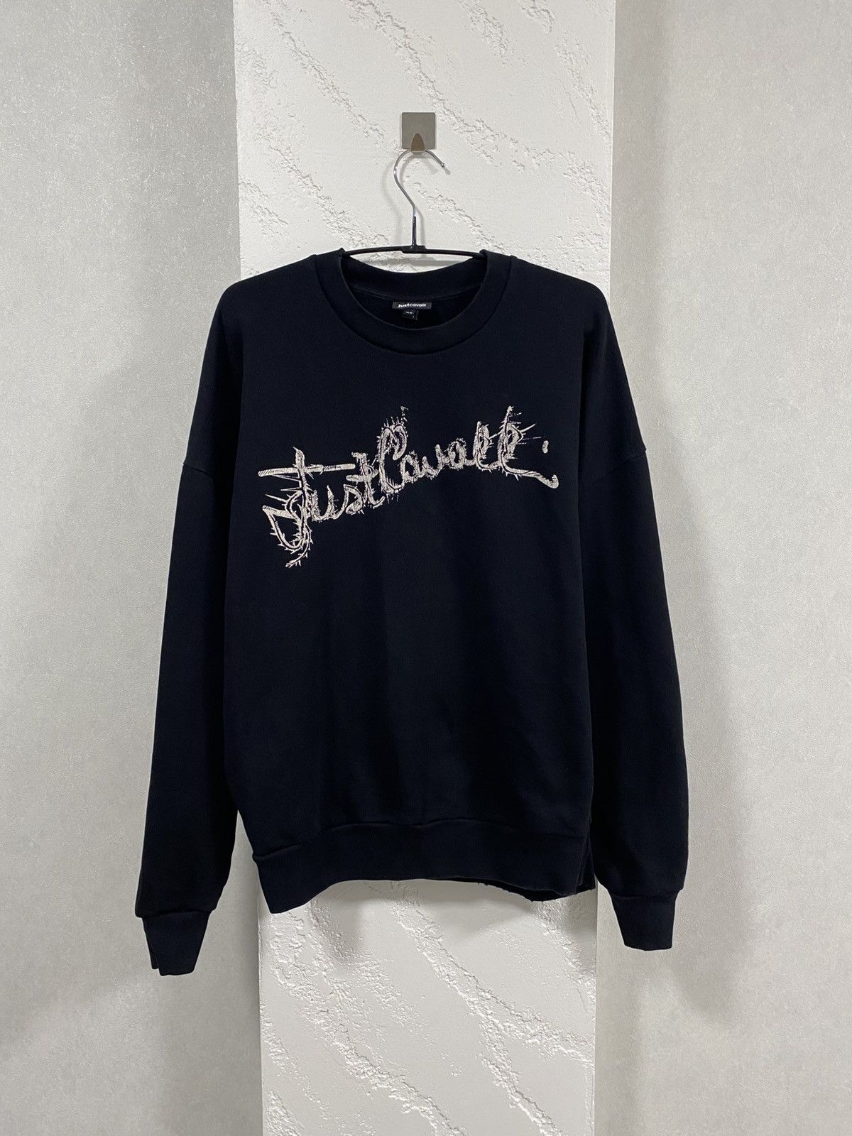 Just Cavalli Just Cavalli Black Distressed Sweatshirt Size: S (Oversized) Size US S / EU 44-46 / 1 - 1 Thumbnail