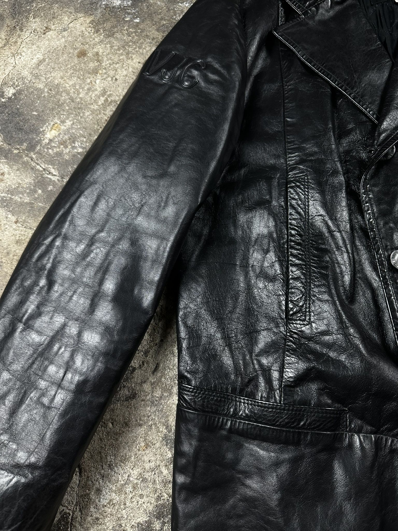 Versace Vintage Versace Jeans Couture Leather Double Breasted Coat Size US XL / EU 56 / 4 - 5 Thumbnail