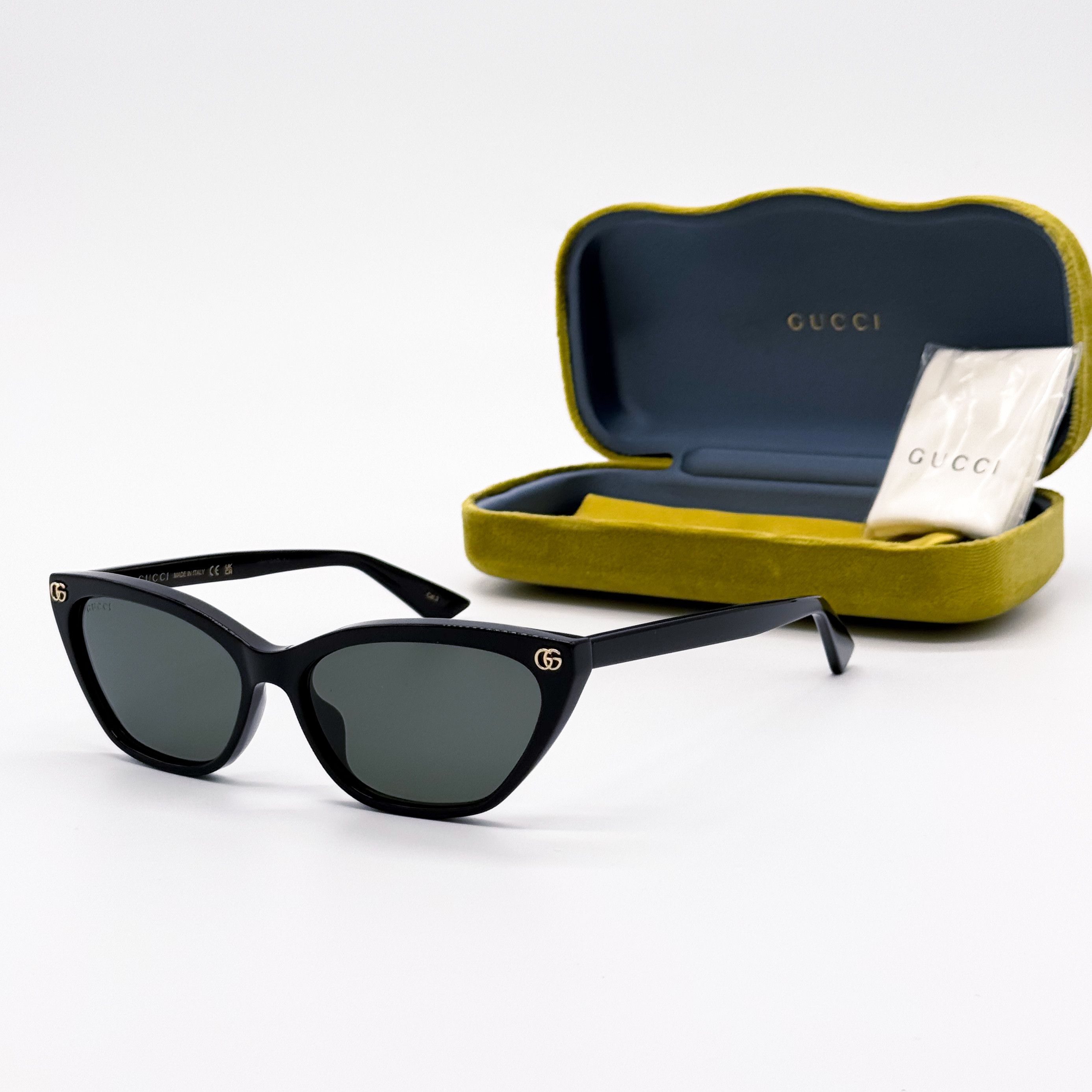 NEW GG1294S 001 GUCCI SUNGLASSES SHINY BLACK GREY CAR EYE WOMEN EYEWEAR GUCCI Gucci GG1494S Sunglasses | FramesDirect.com main image 2