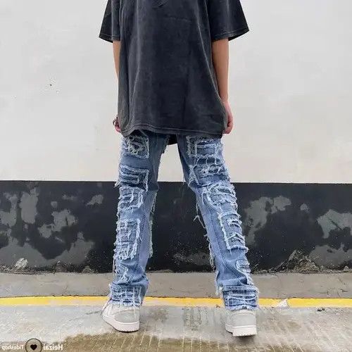 Jean Y2K Streetwear Baggy Ripped Jeans Size US 32 / EU 48 - 2 Thumbnail
