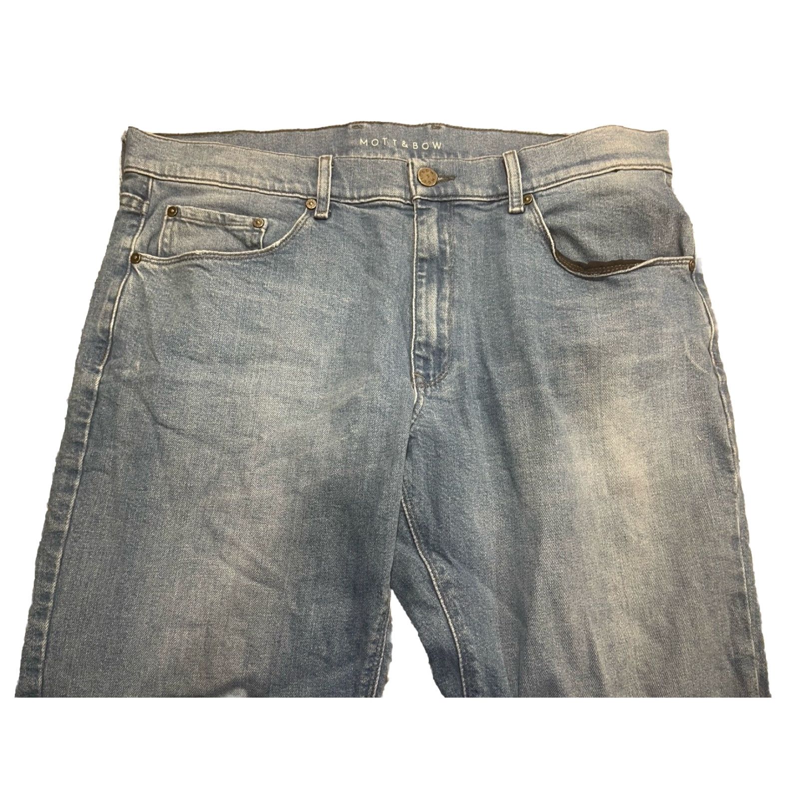 Mott & Bow Mott & Bow Jeans Slim Fit Ludlow Straight Stretch Blue 37x29 5-Pocket Denim Belt Loops Zipper Button Men Regular Size US 37 - 4 Thumbnail